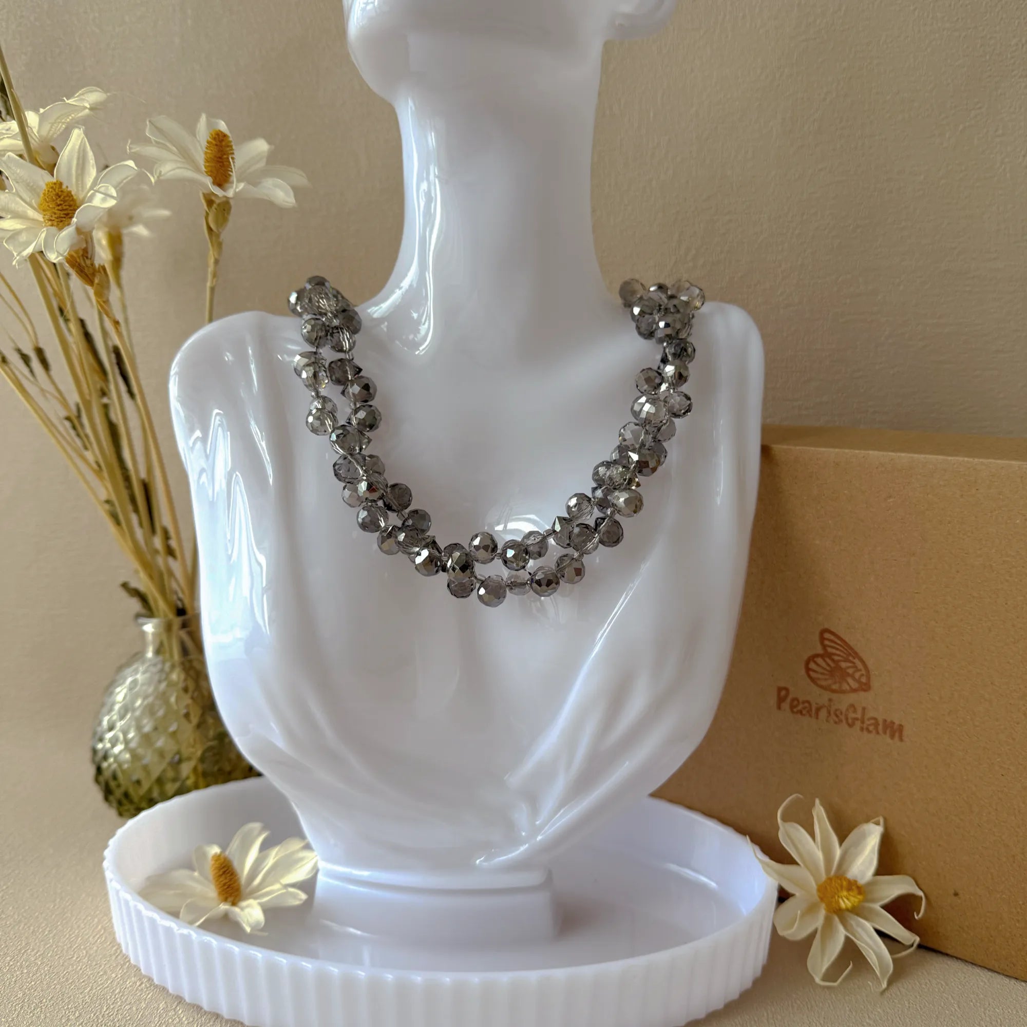 Grey Aurora Crystal Necklace