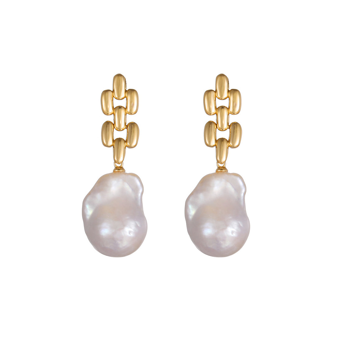 13-16mm Gold Baroque Freshwater Pearl Drop Earrings