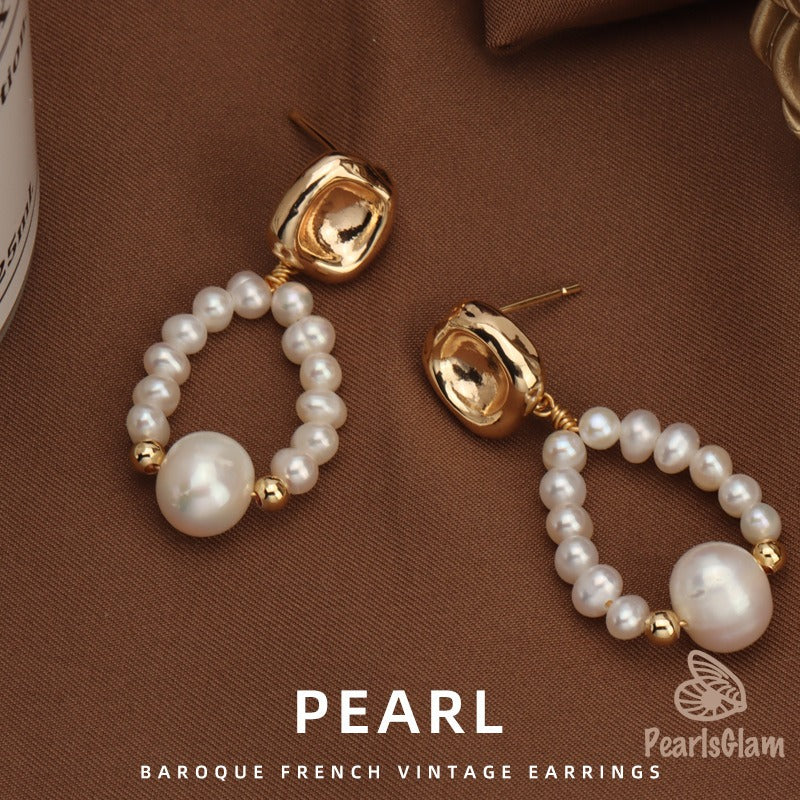 Golden Bloom Pearl Hoops