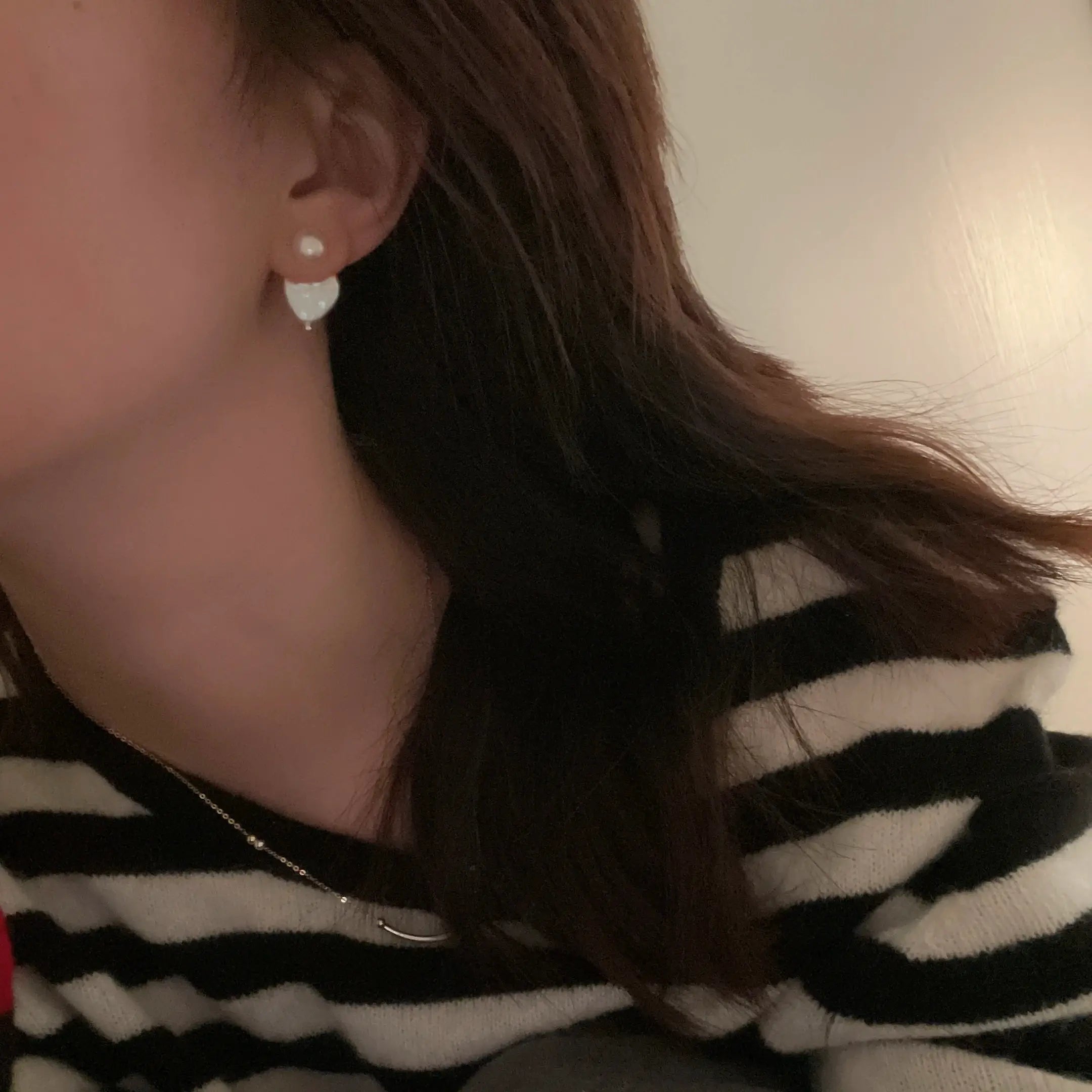 Heart-Shaped Baroque Pearl Jacket Stud Earrings