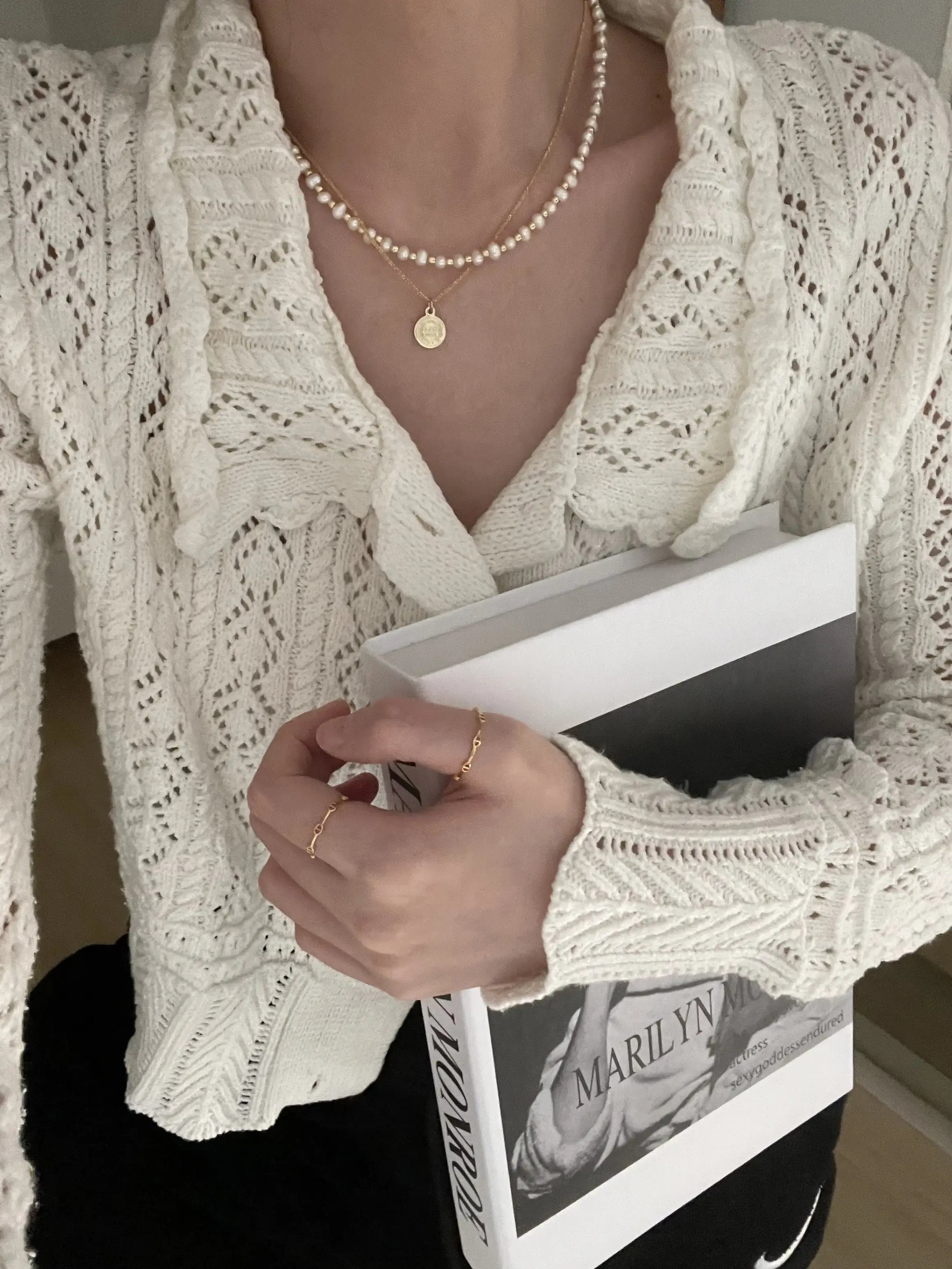 Alternating Freshwater Pearl with 14K Gold Beads Necklace