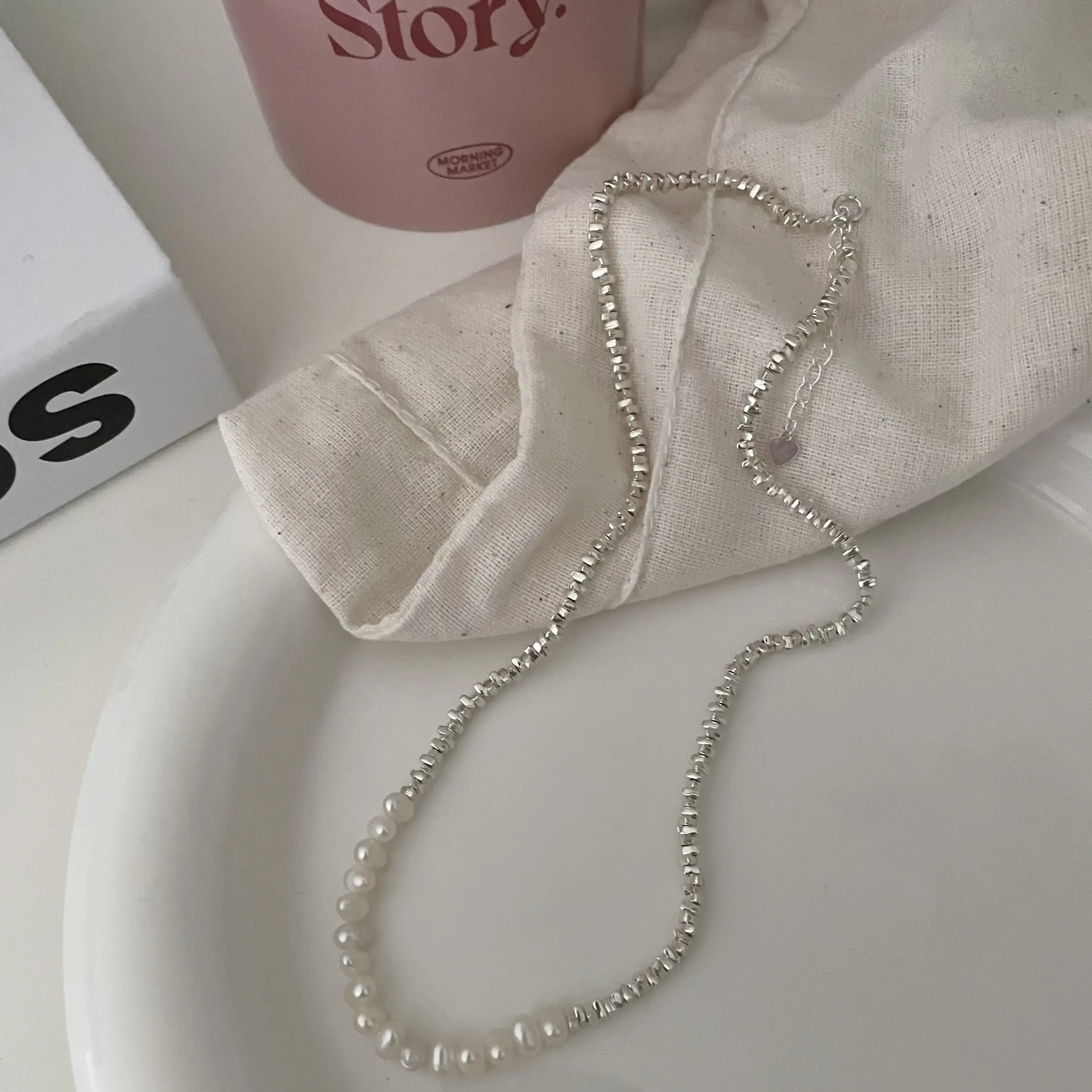 Freshwater Pearl Necklace with Sterling Silver Accents