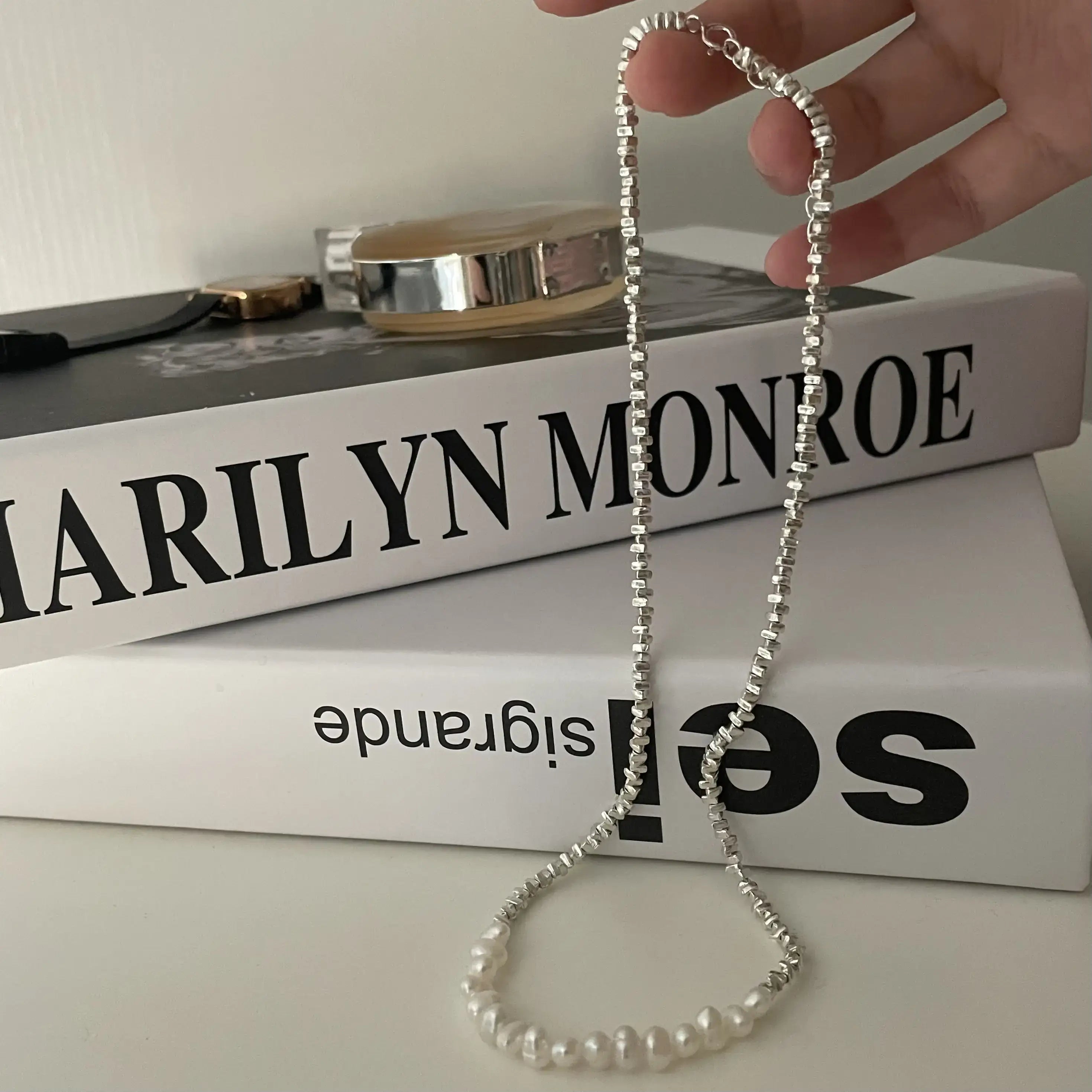 Freshwater Pearl Necklace with Sterling Silver Accents