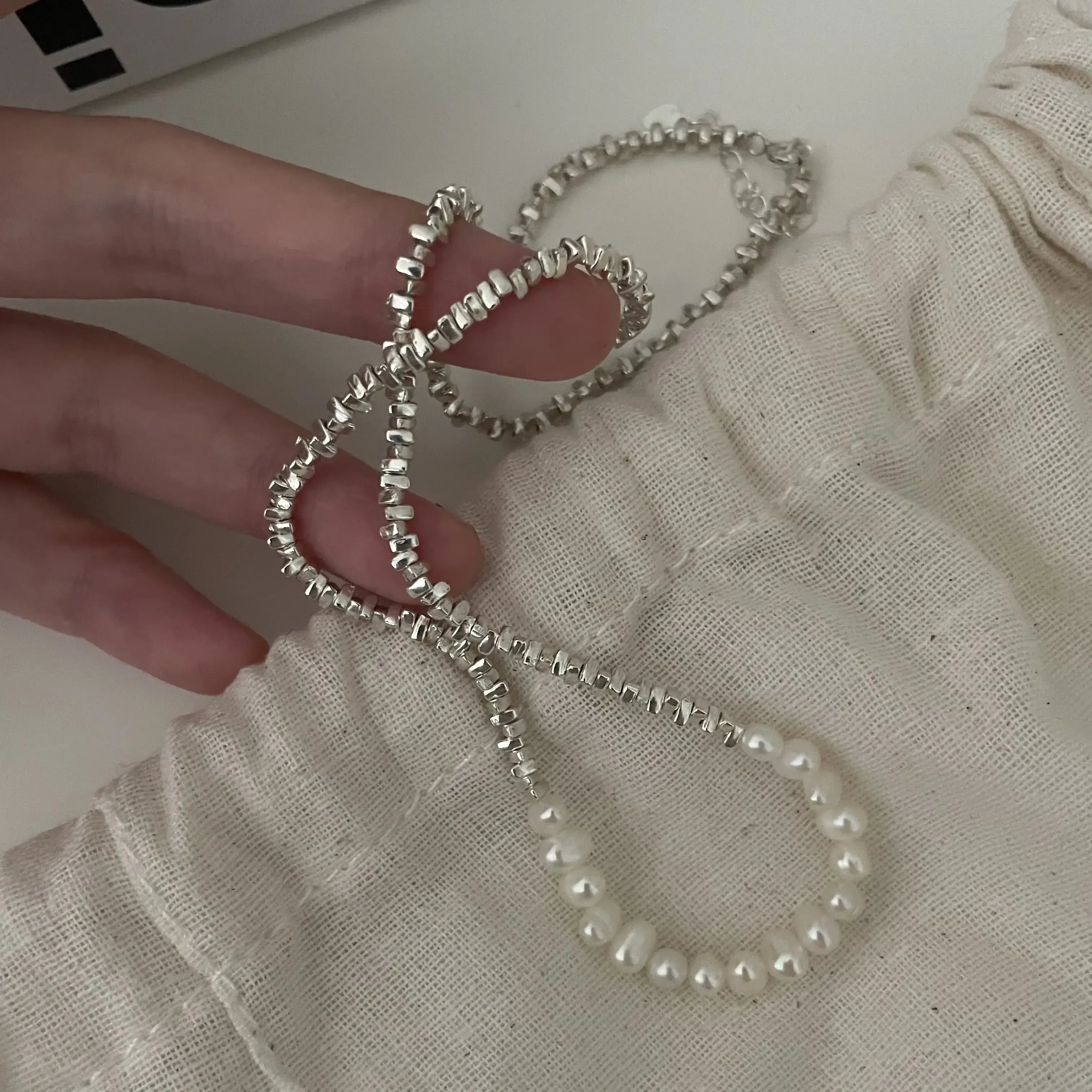 Freshwater Pearl Necklace with Sterling Silver Accents