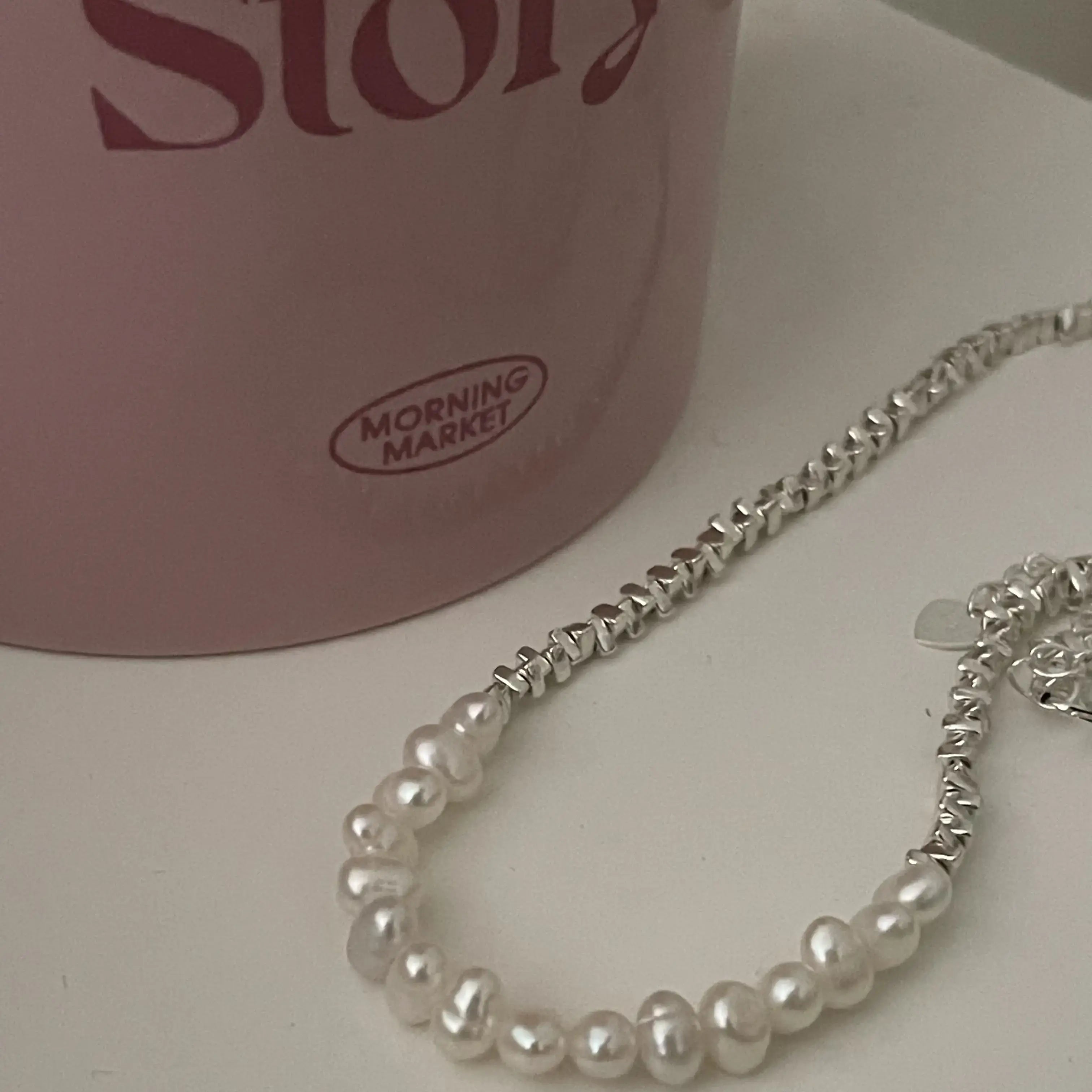 Freshwater Pearl Necklace with Sterling Silver Accents