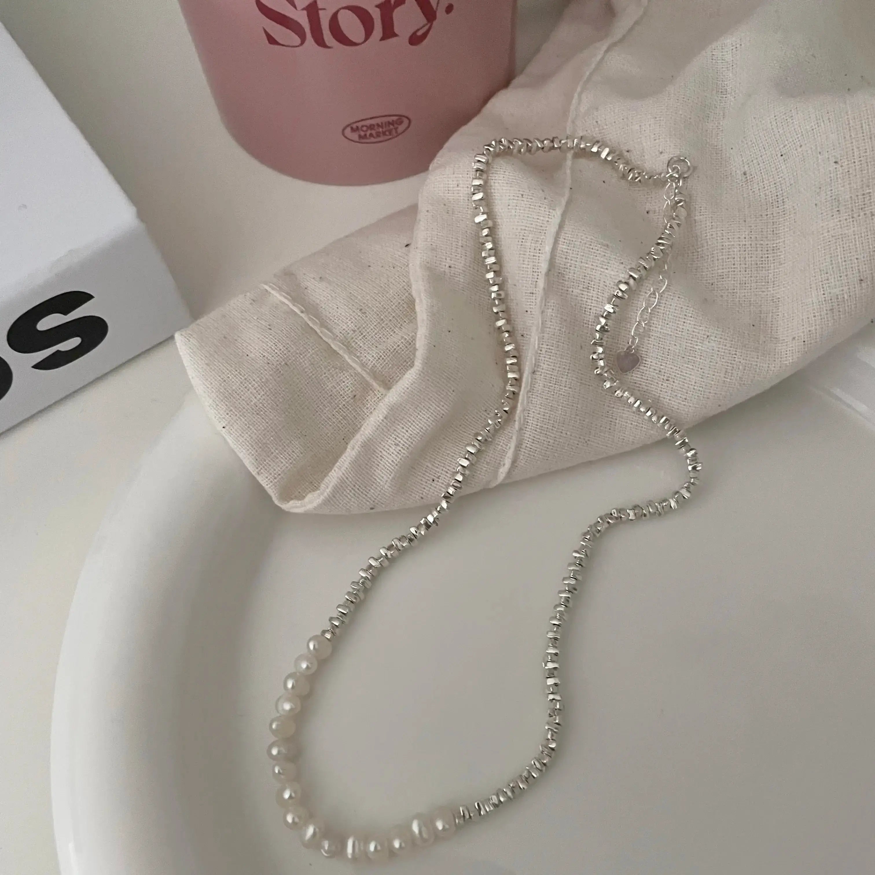 Freshwater Pearl Necklace with Sterling Silver Accents