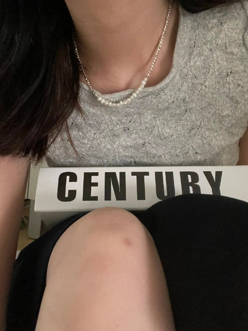 Freshwater Pearl Necklace with Sterling Silver Accents