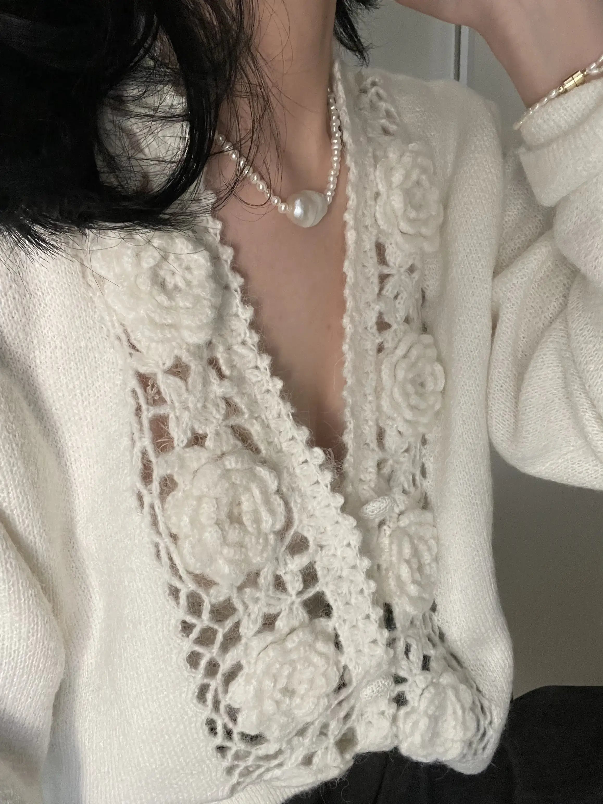 Baroque Pearl Statement Necklace with Baby Pearl Chain