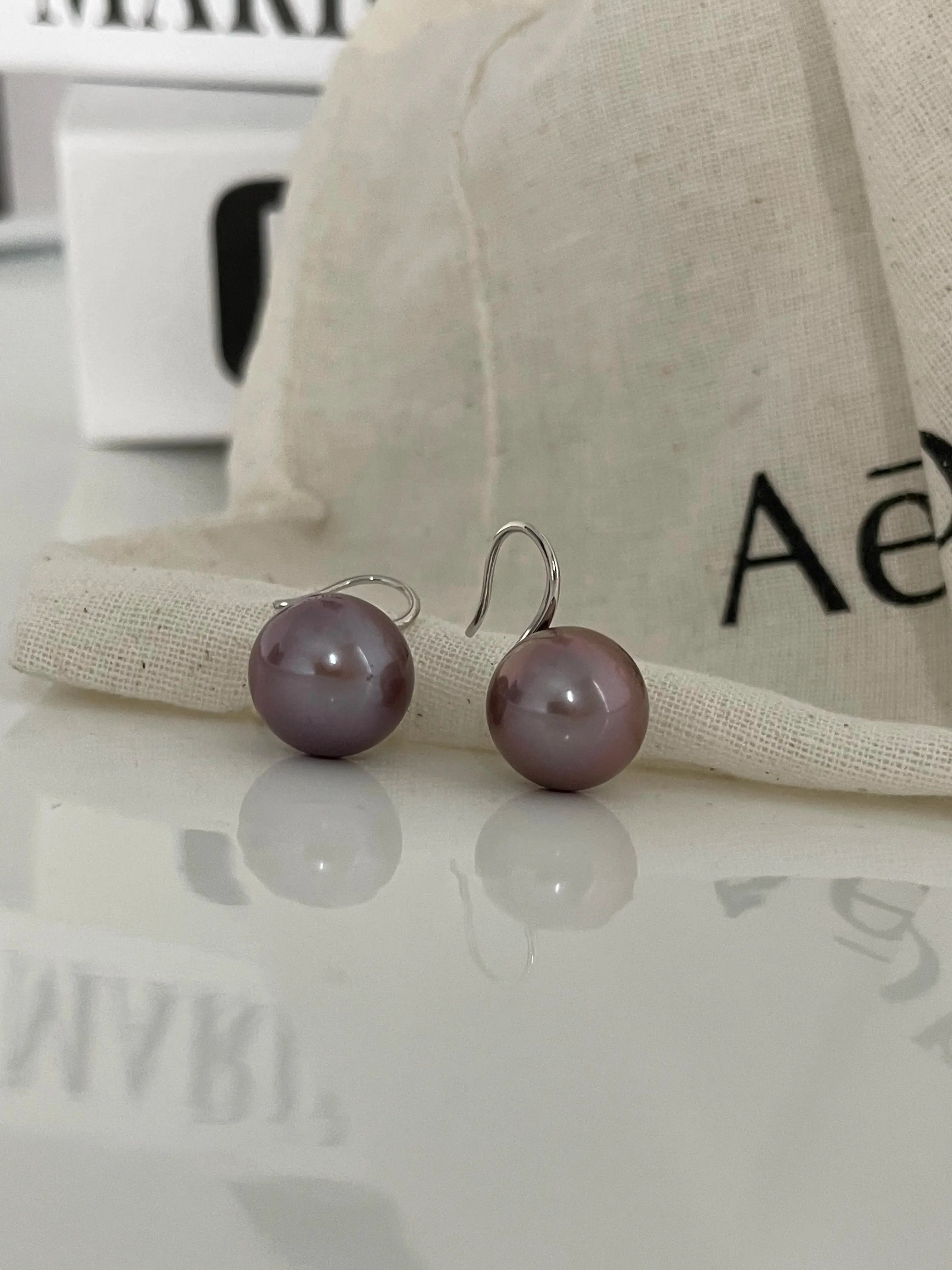 Elegant Purple Edison Pearl Earrings