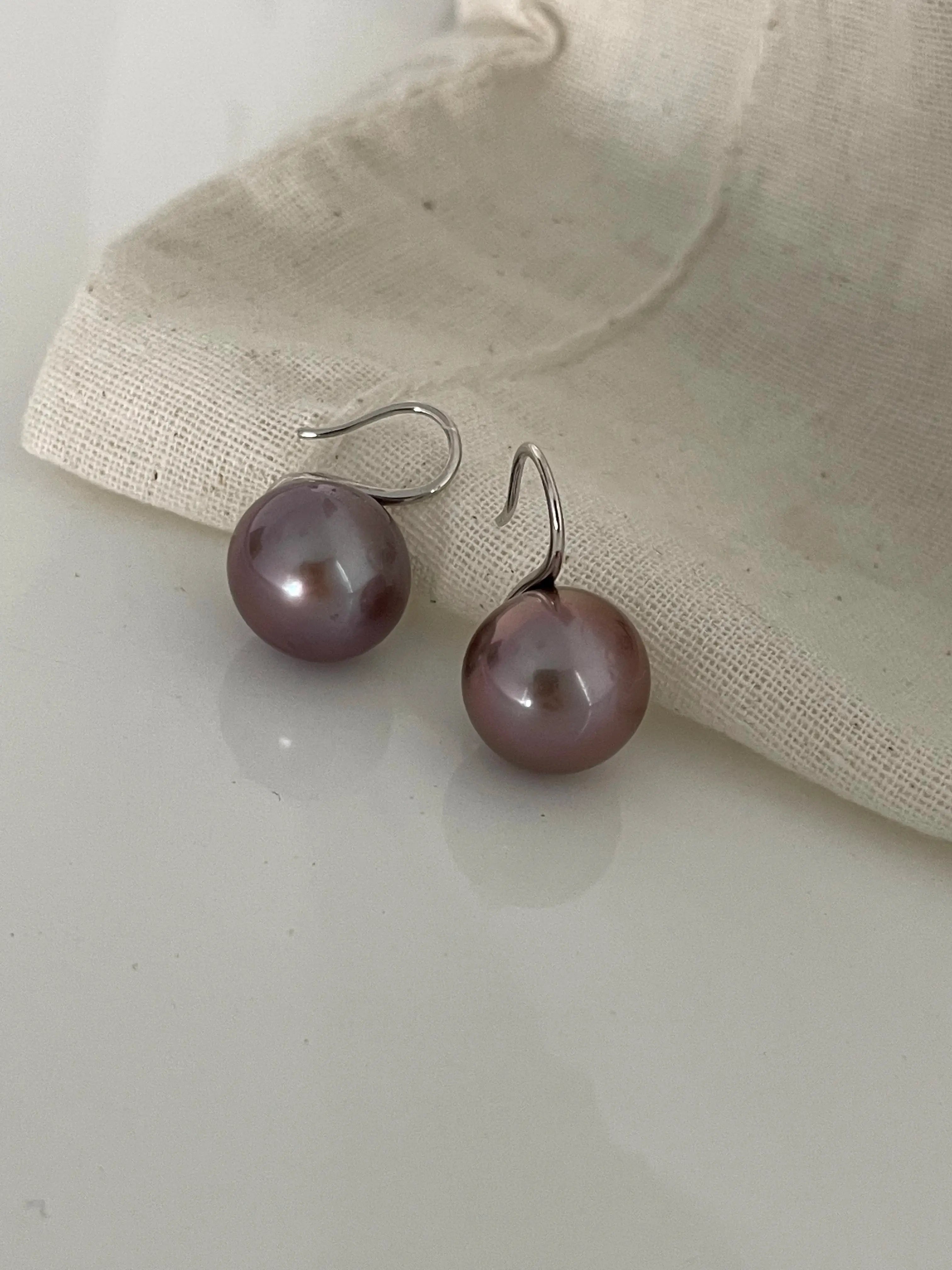 Elegant Purple Edison Pearl Earrings