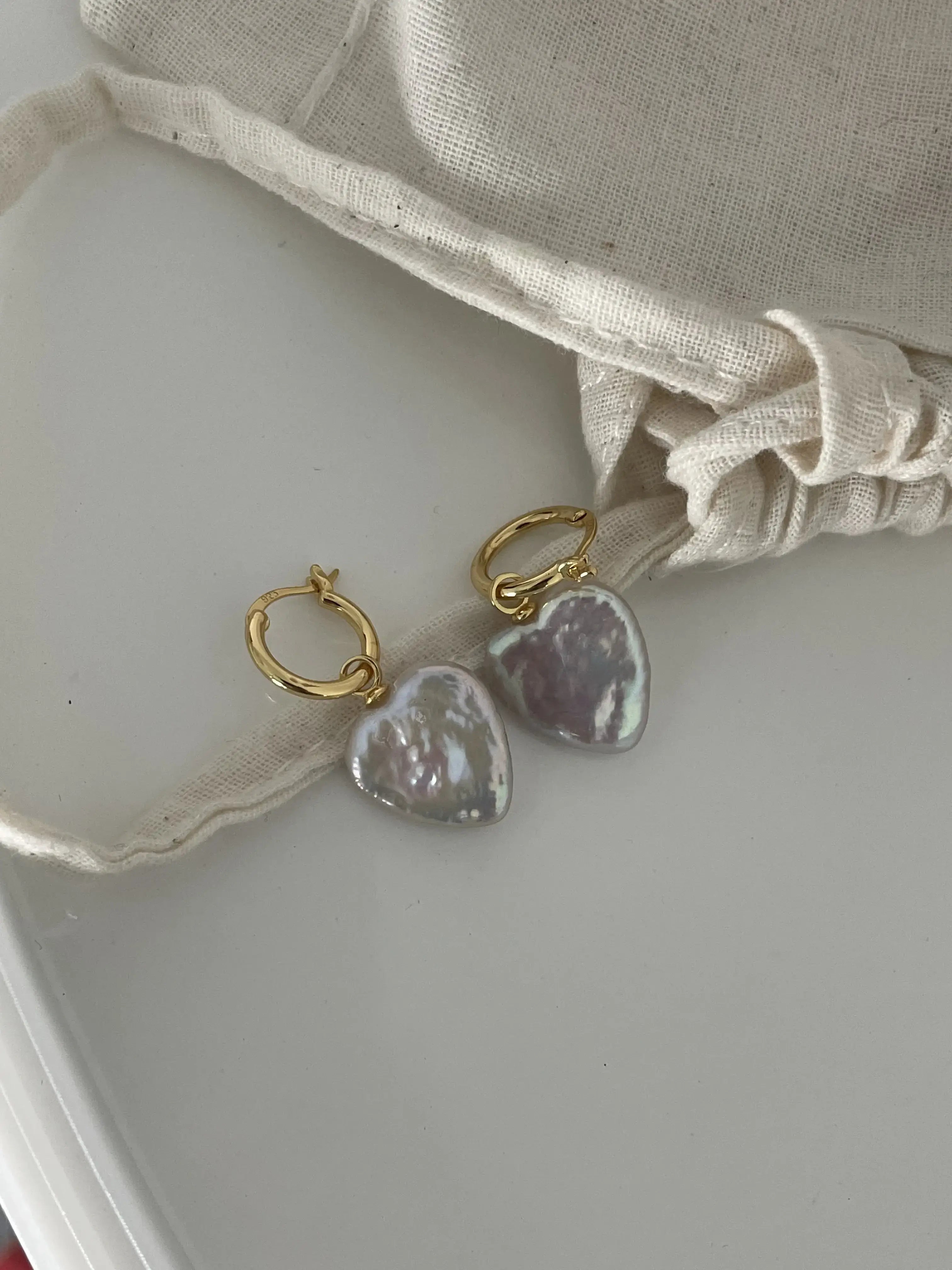 Heart-Shaped Freshwater Pearl Drop Earrings