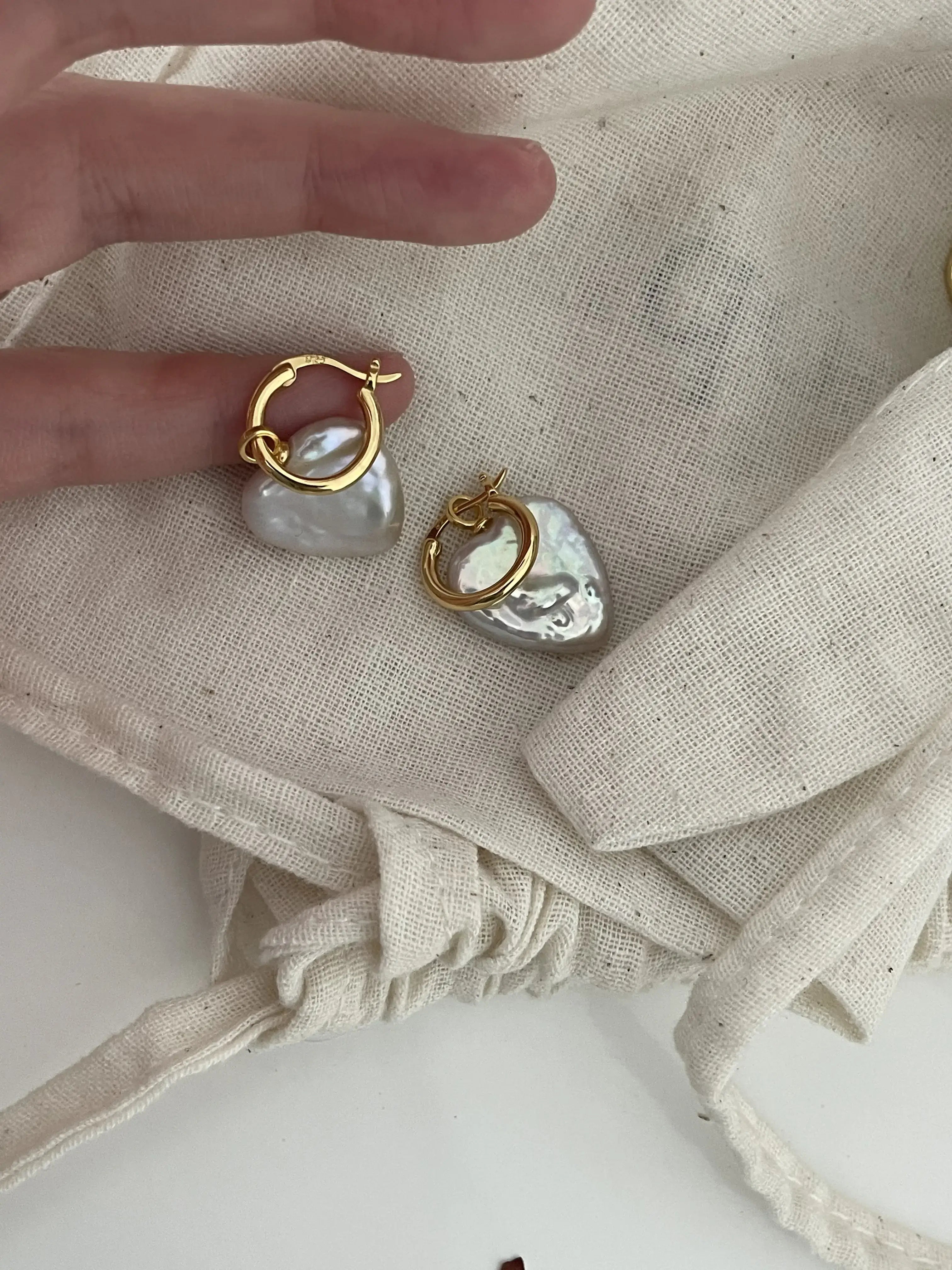 Heart-Shaped Freshwater Pearl Drop Earrings