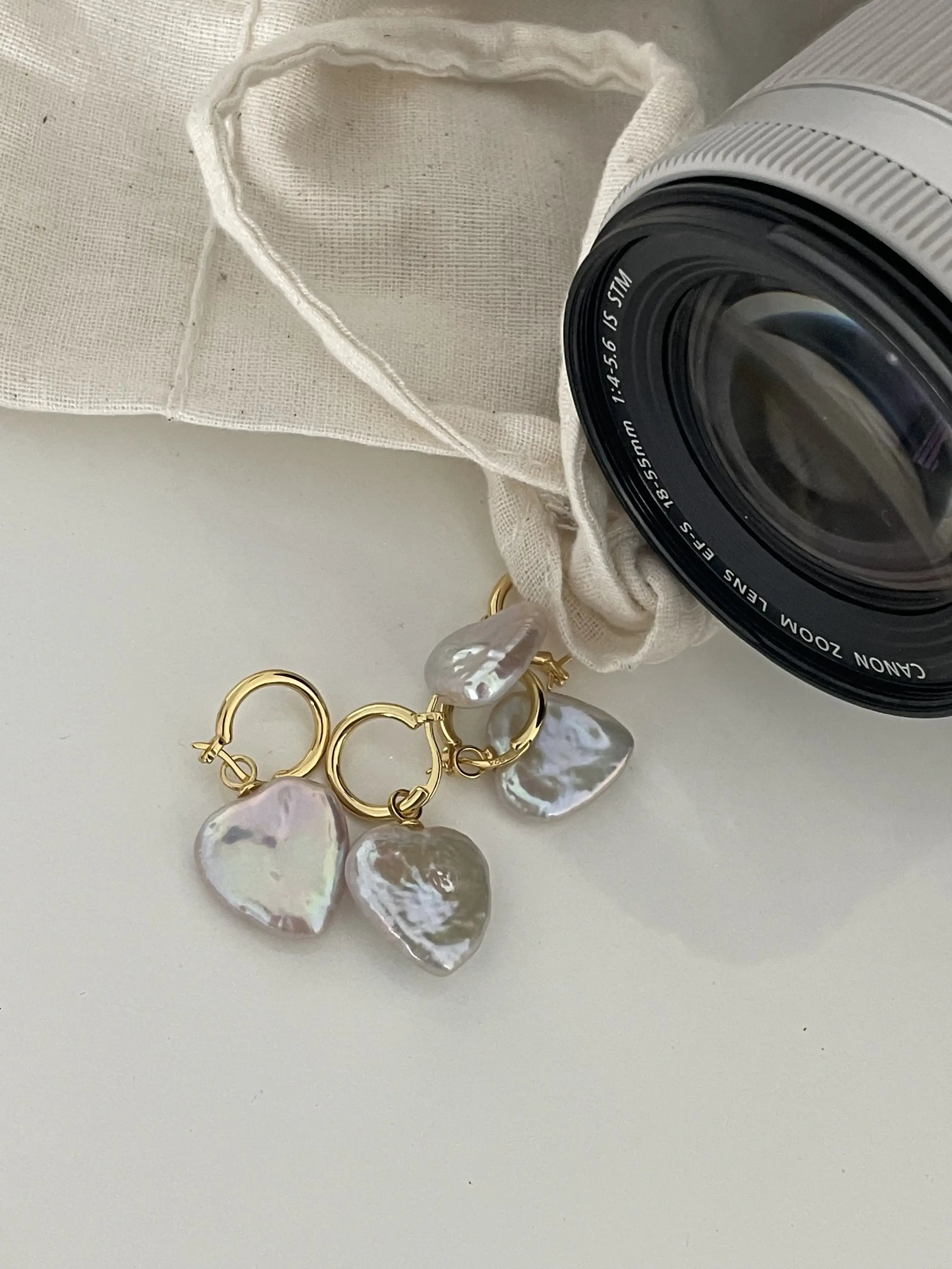 Heart-Shaped Freshwater Pearl Drop Earrings