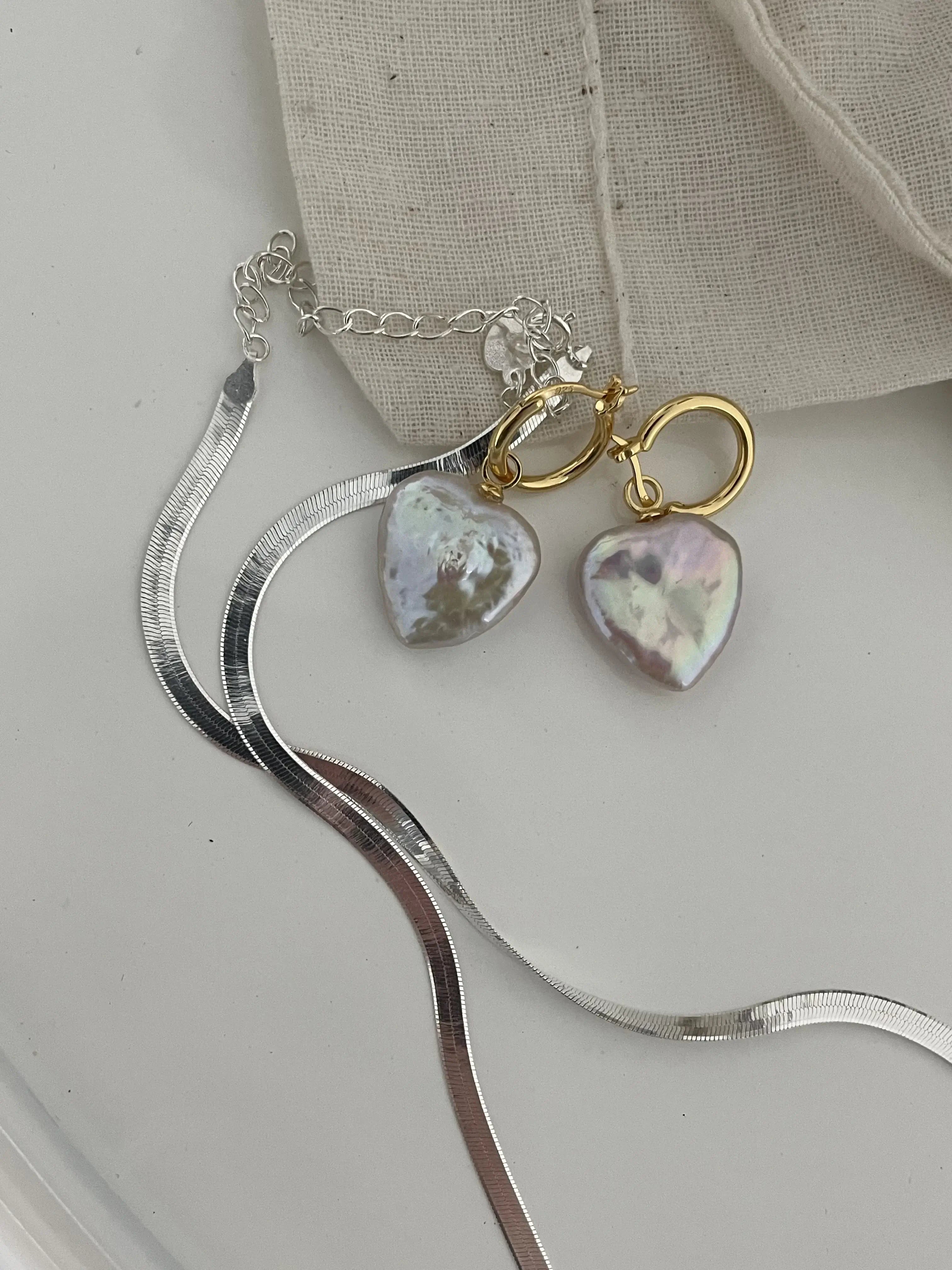 Heart-Shaped Freshwater Pearl Drop Earrings