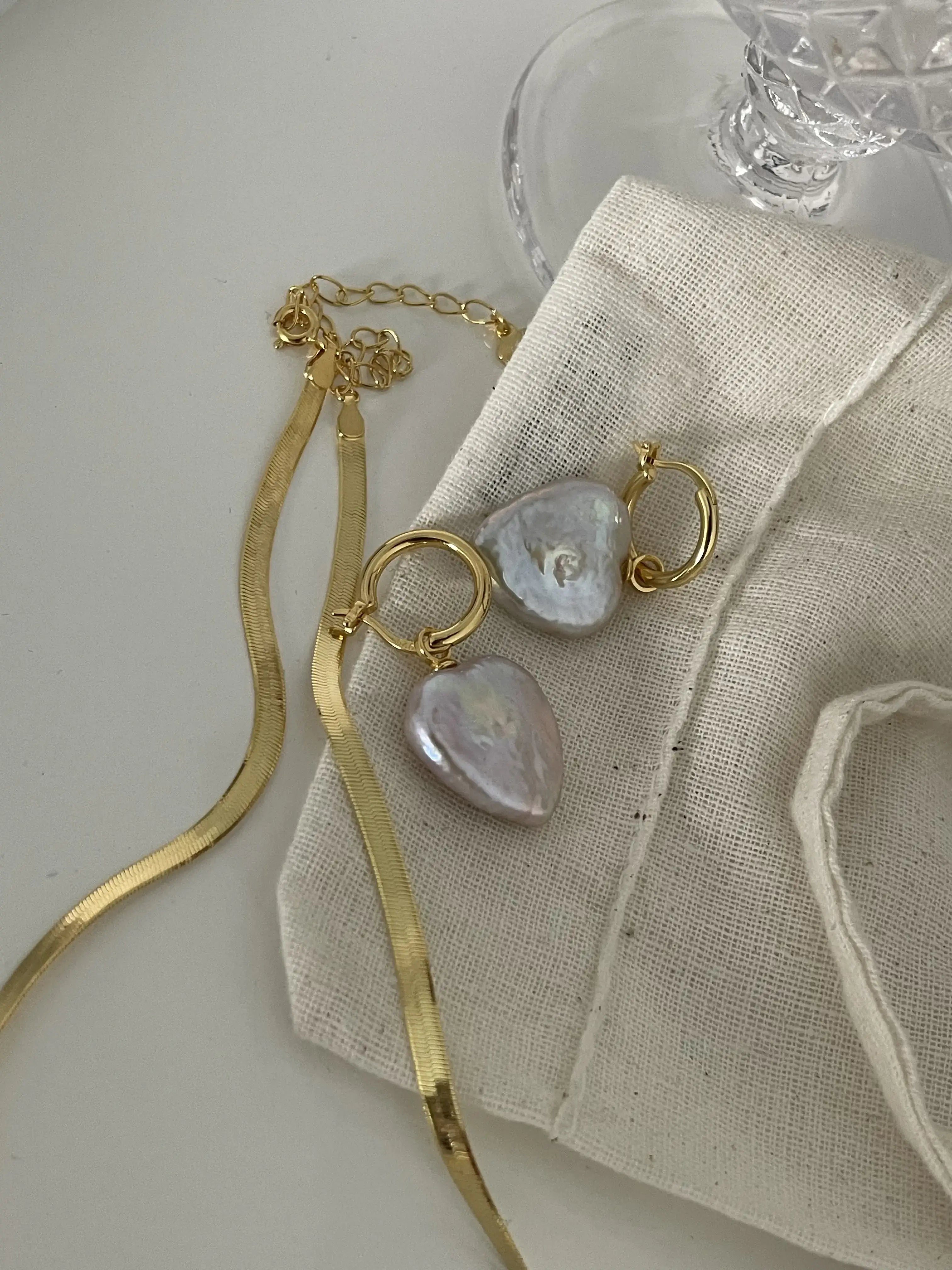 Heart-Shaped Freshwater Pearl Drop Earrings