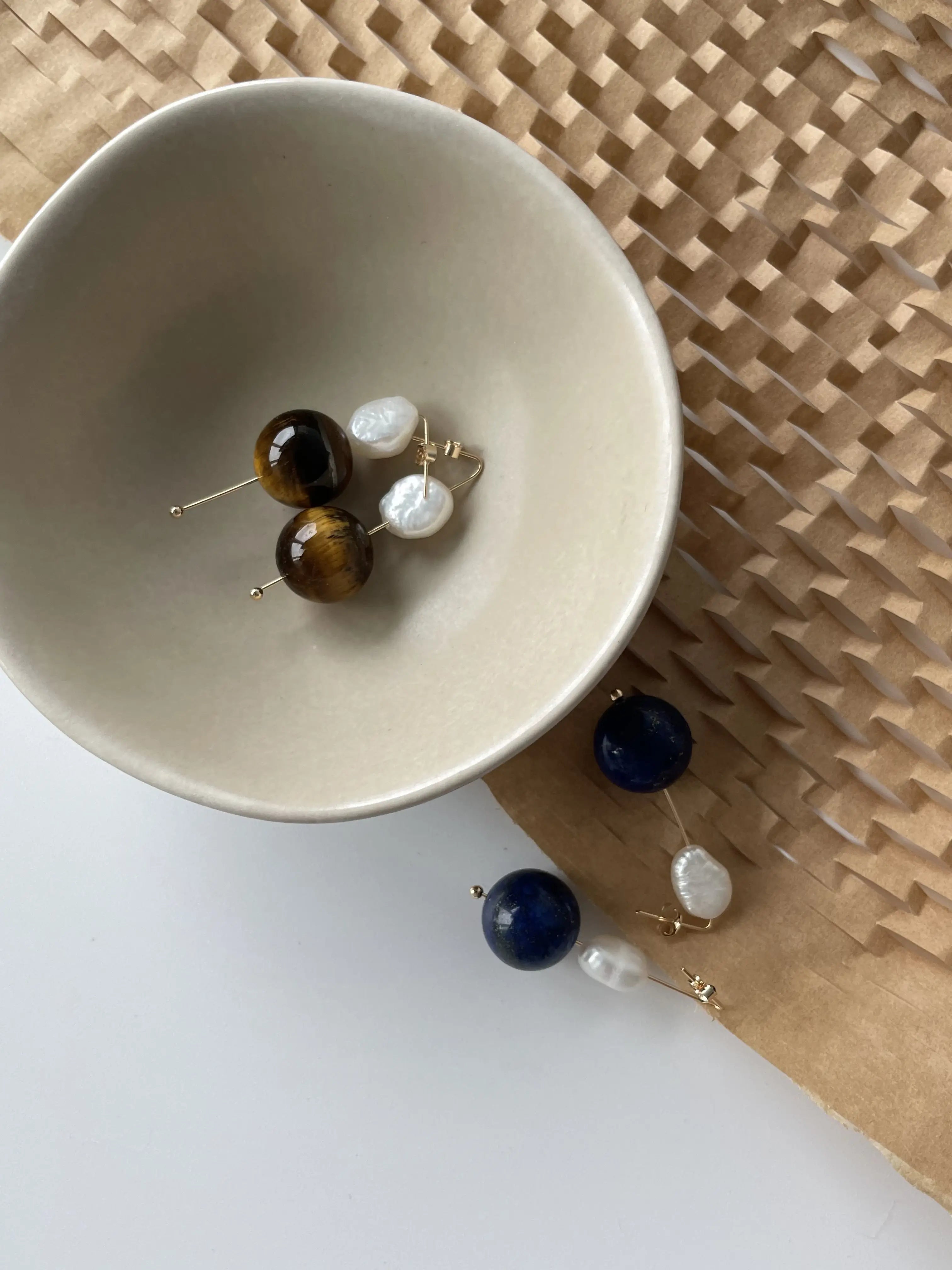 Lapis Lazuli and Freshwater Pearl Drop Earrings