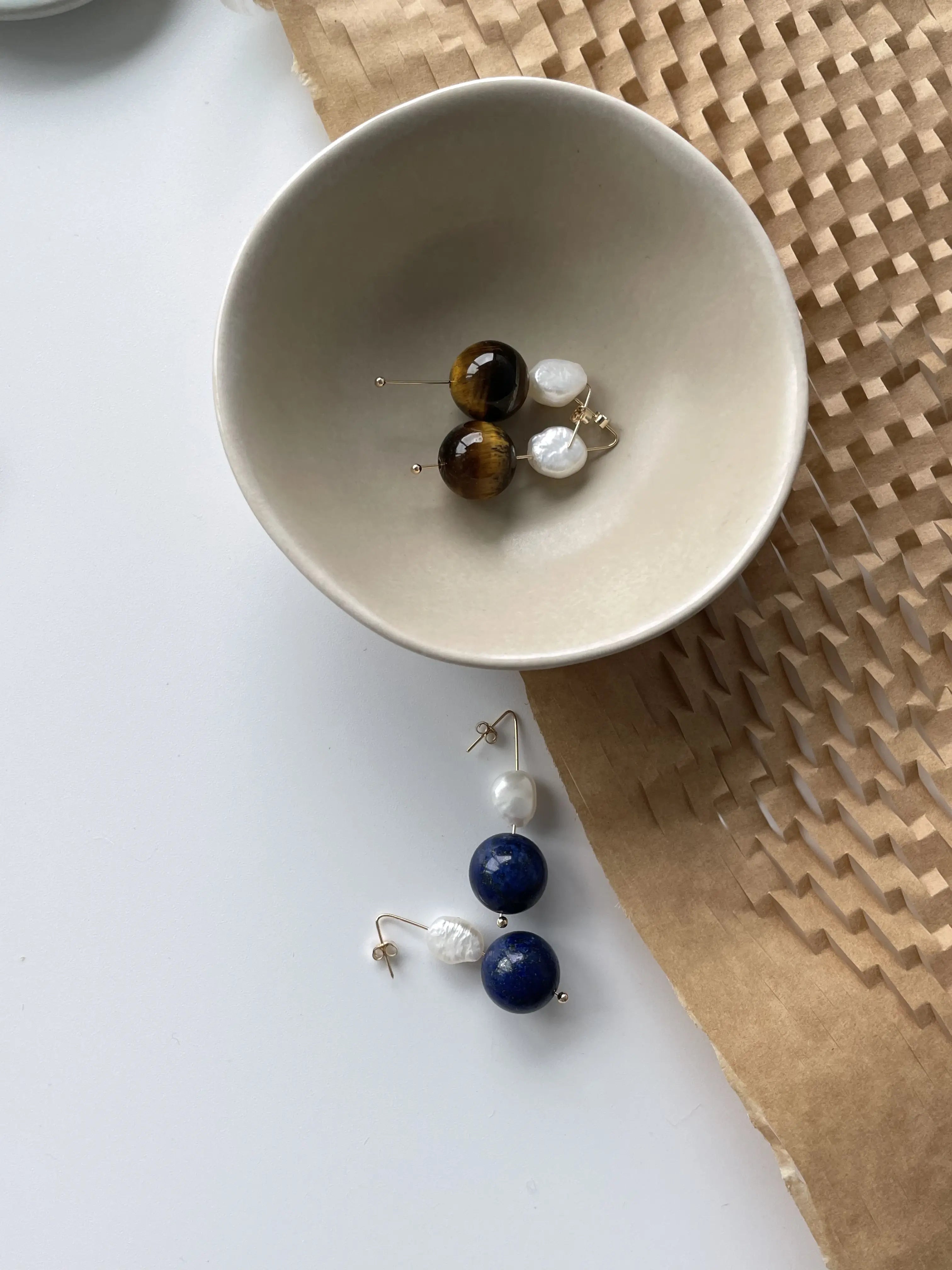 Lapis Lazuli and Freshwater Pearl Drop Earrings