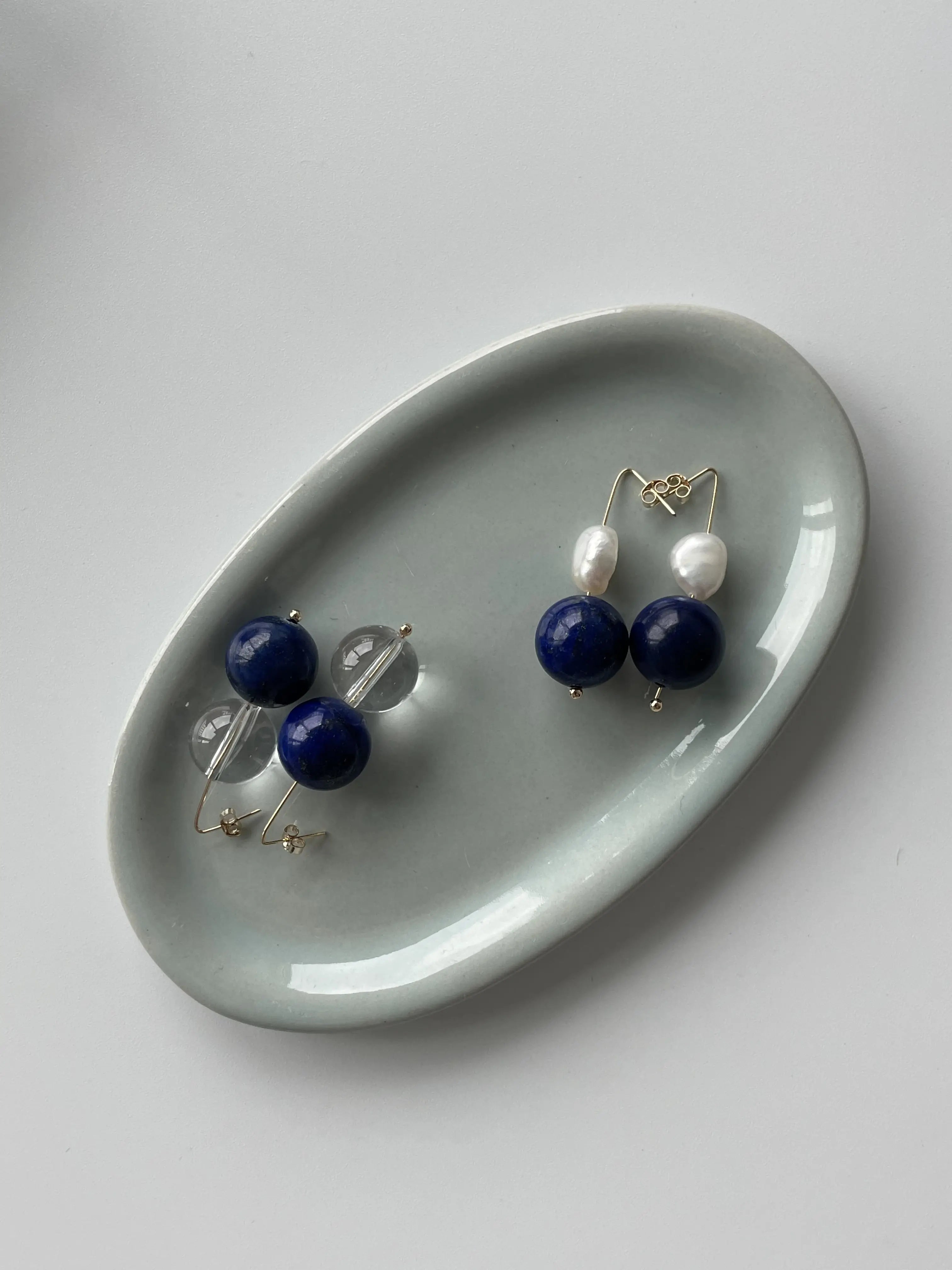 Lapis Lazuli and Freshwater Pearl Drop Earrings