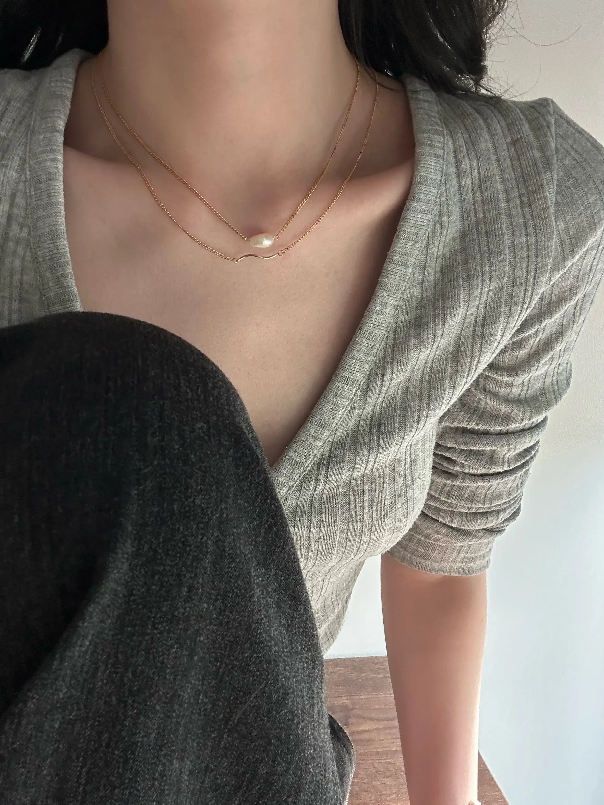 14K Gold Single Petal Pearl Necklace