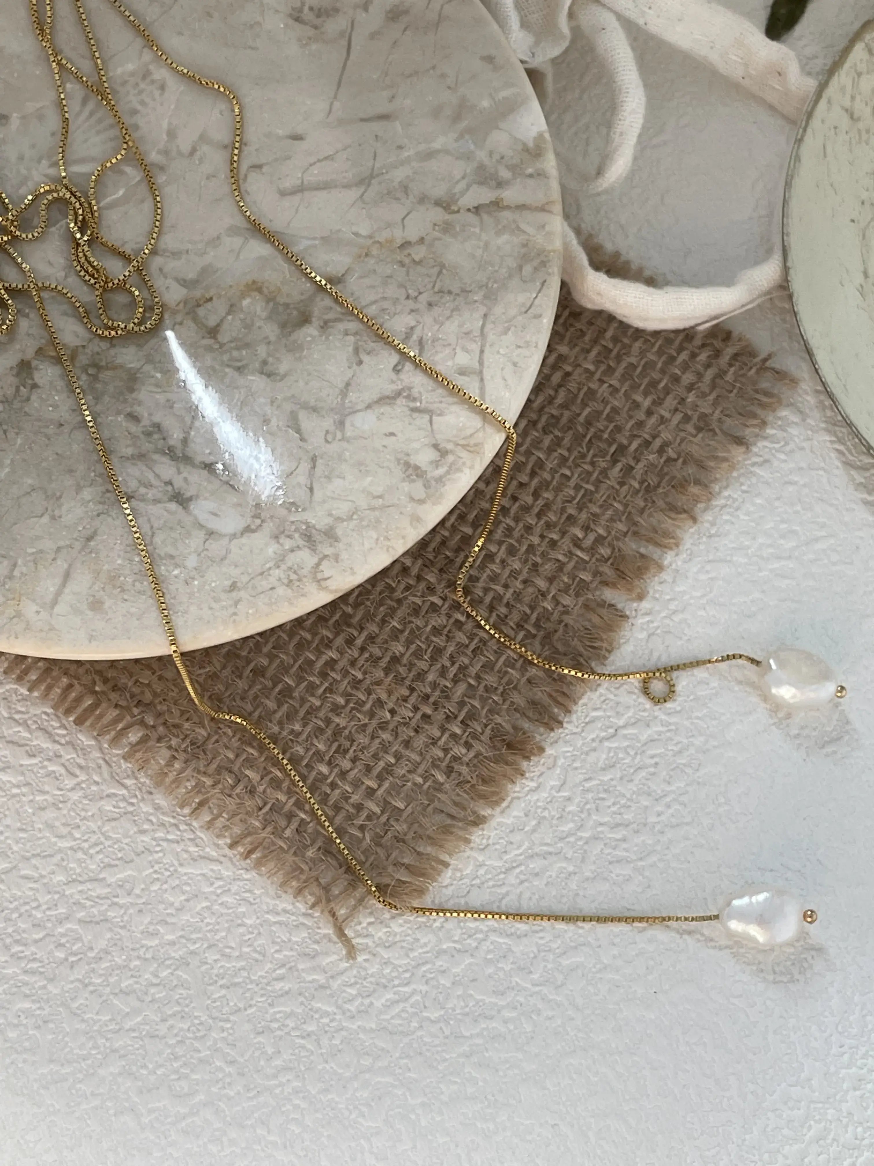 14K Gold Pearl Wrap Around And Tie Necklace