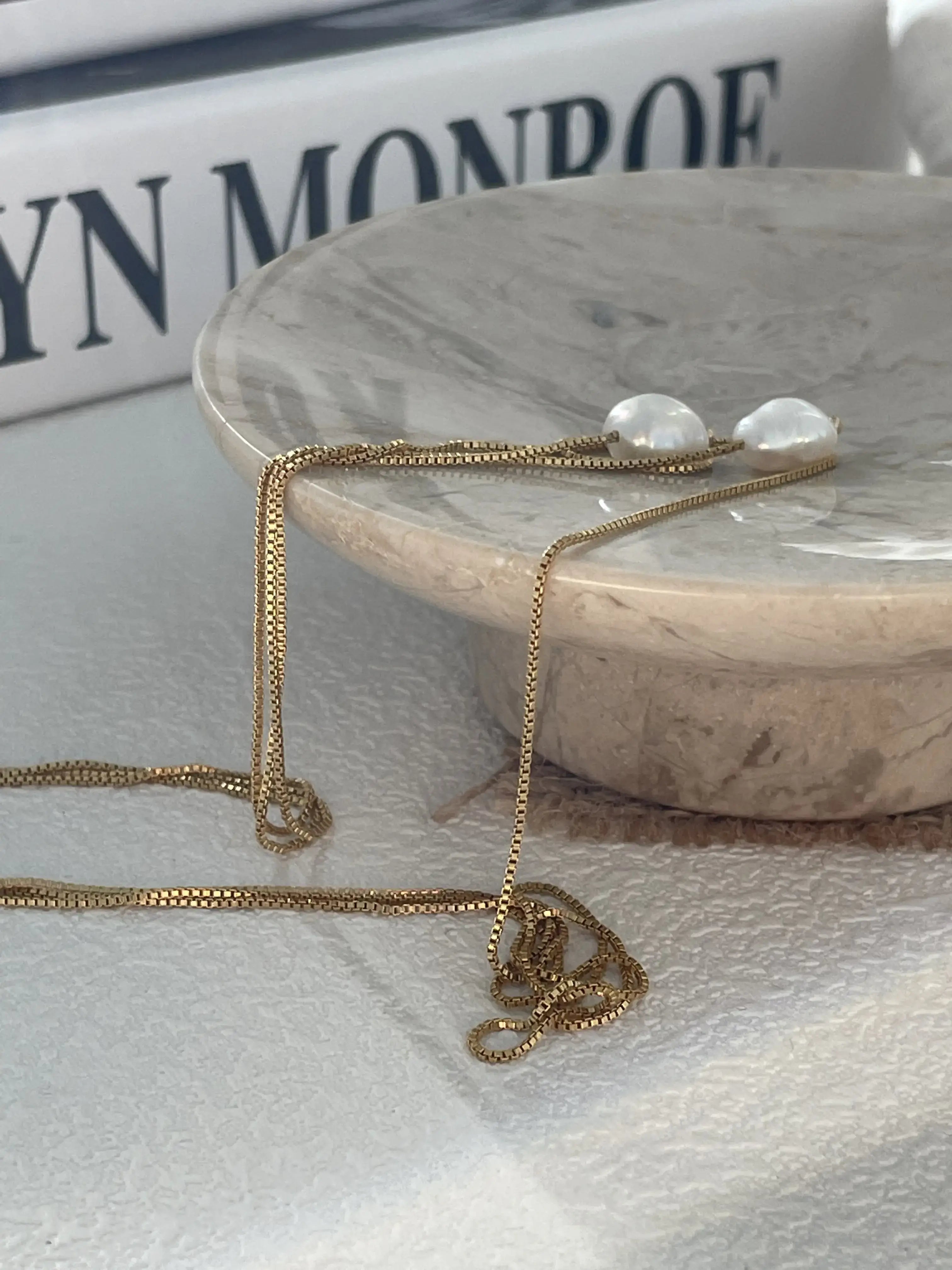 14K Gold Pearl Wrap Around And Tie Necklace