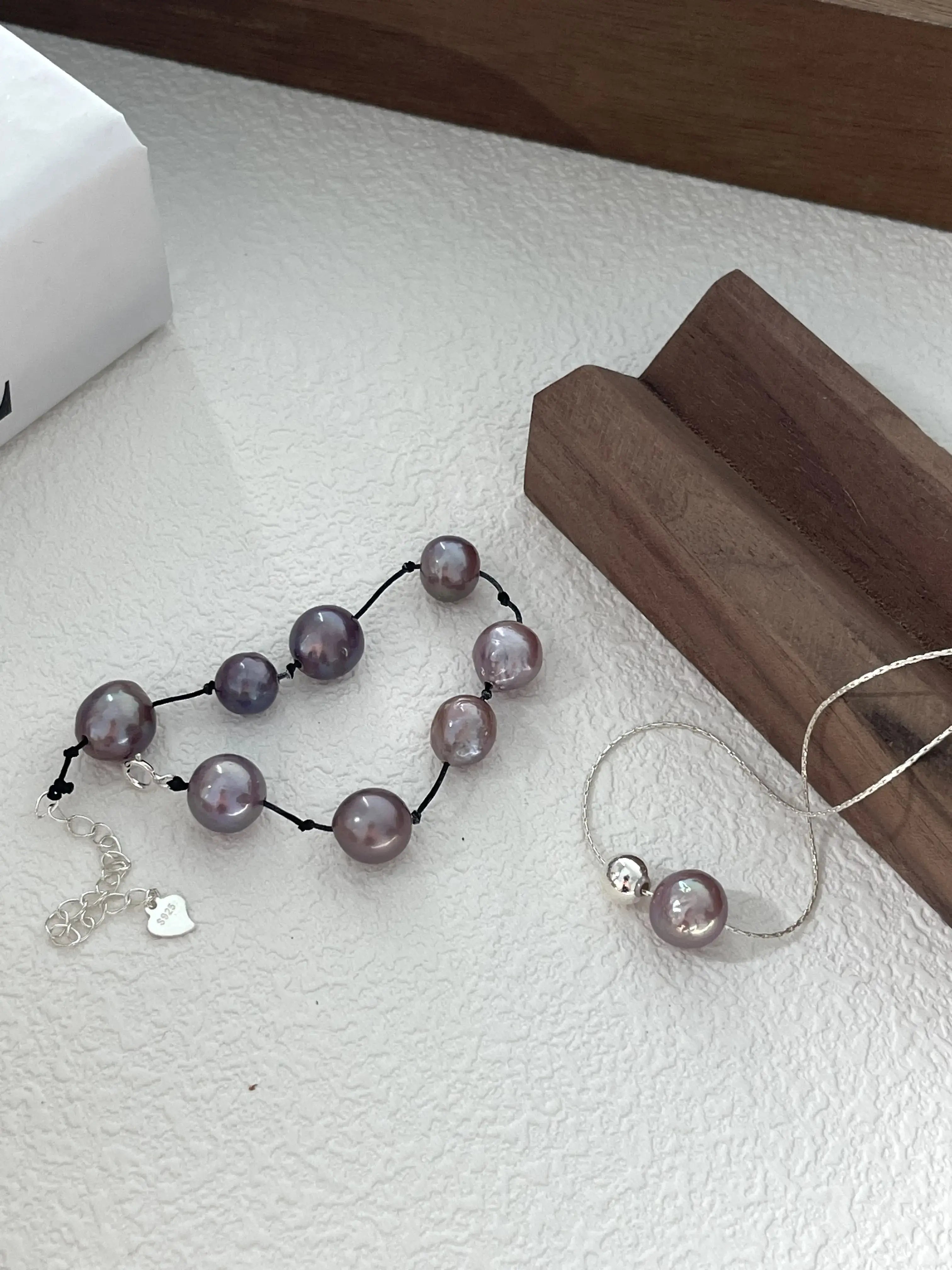 Silver Bead and Grape-Colored Edison Pearl Pendant Necklace