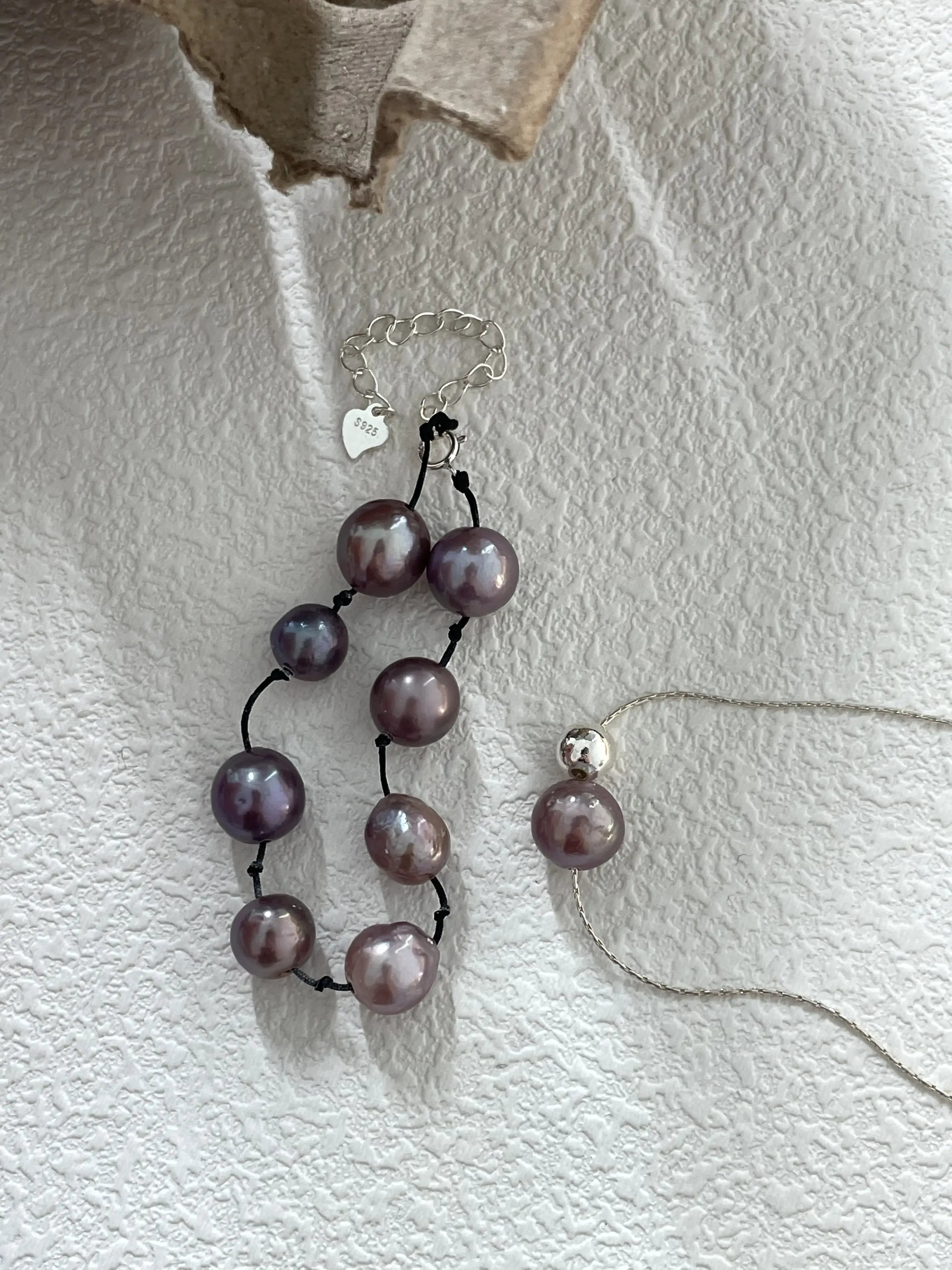Silver Bead and Grape-Colored Edison Pearl Pendant Necklace