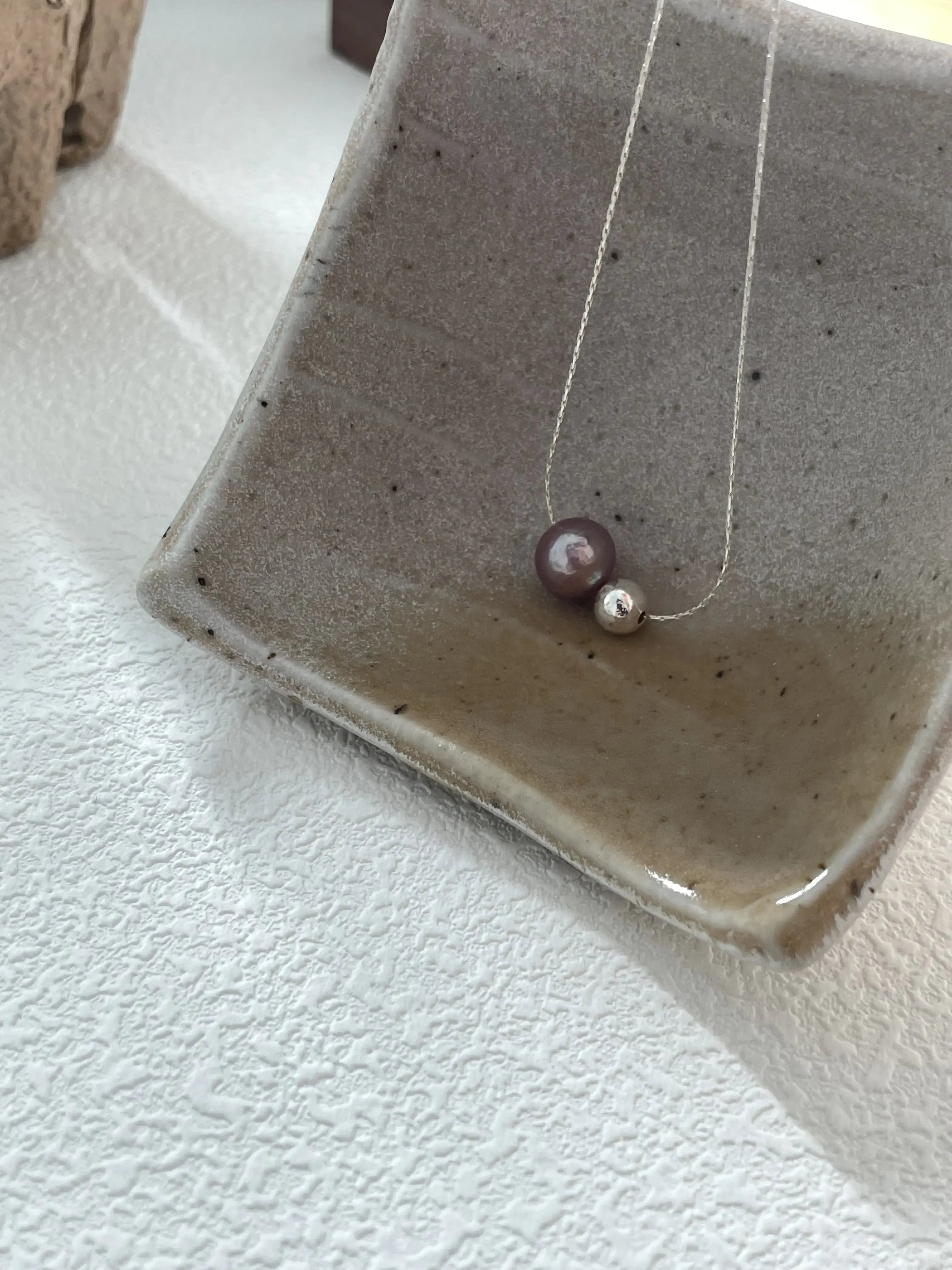 Silver Bead and Grape-Colored Edison Pearl Pendant Necklace