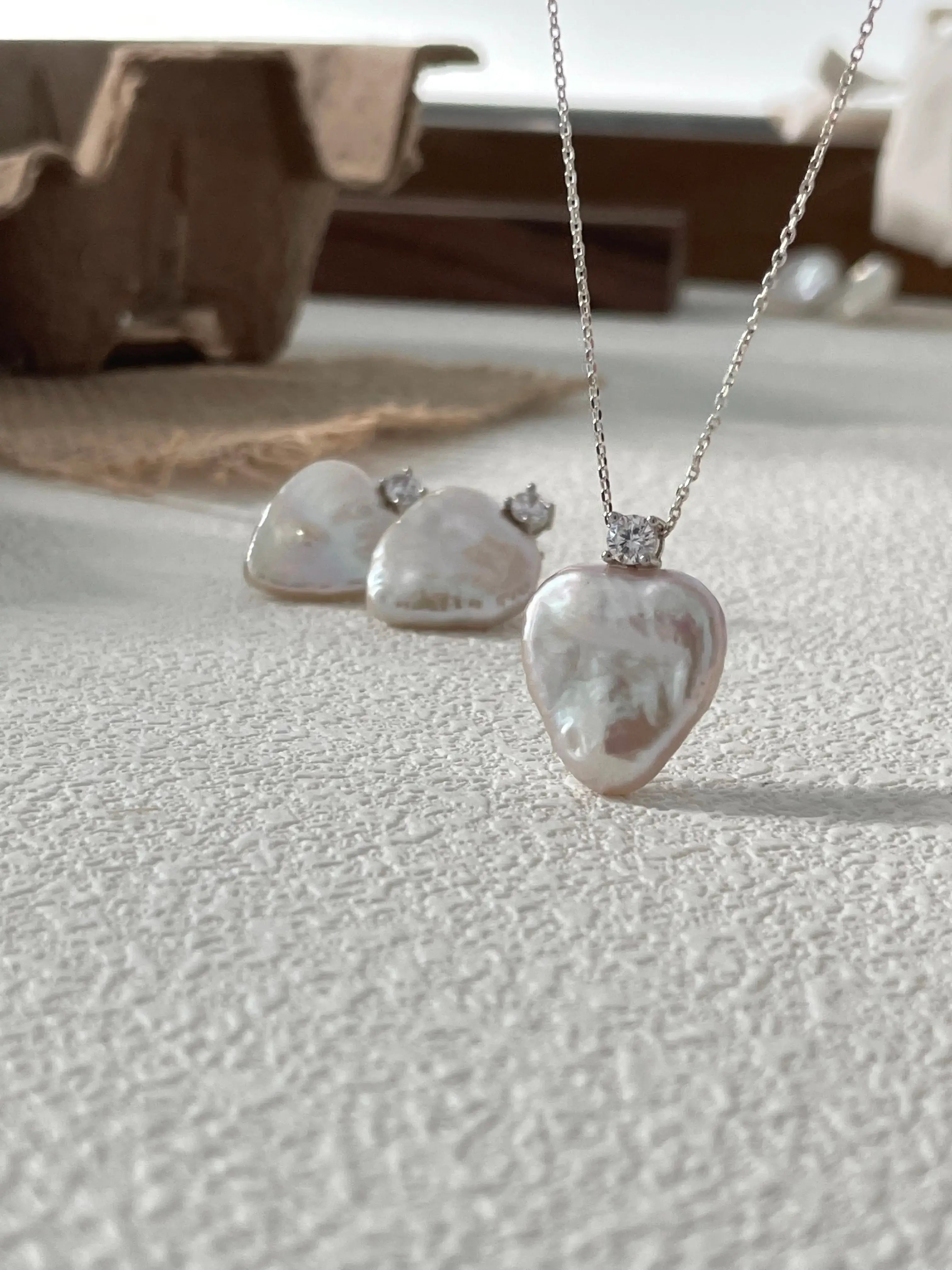 Heart-Shaped Baroque Freshwater Pearl Stud Earrings