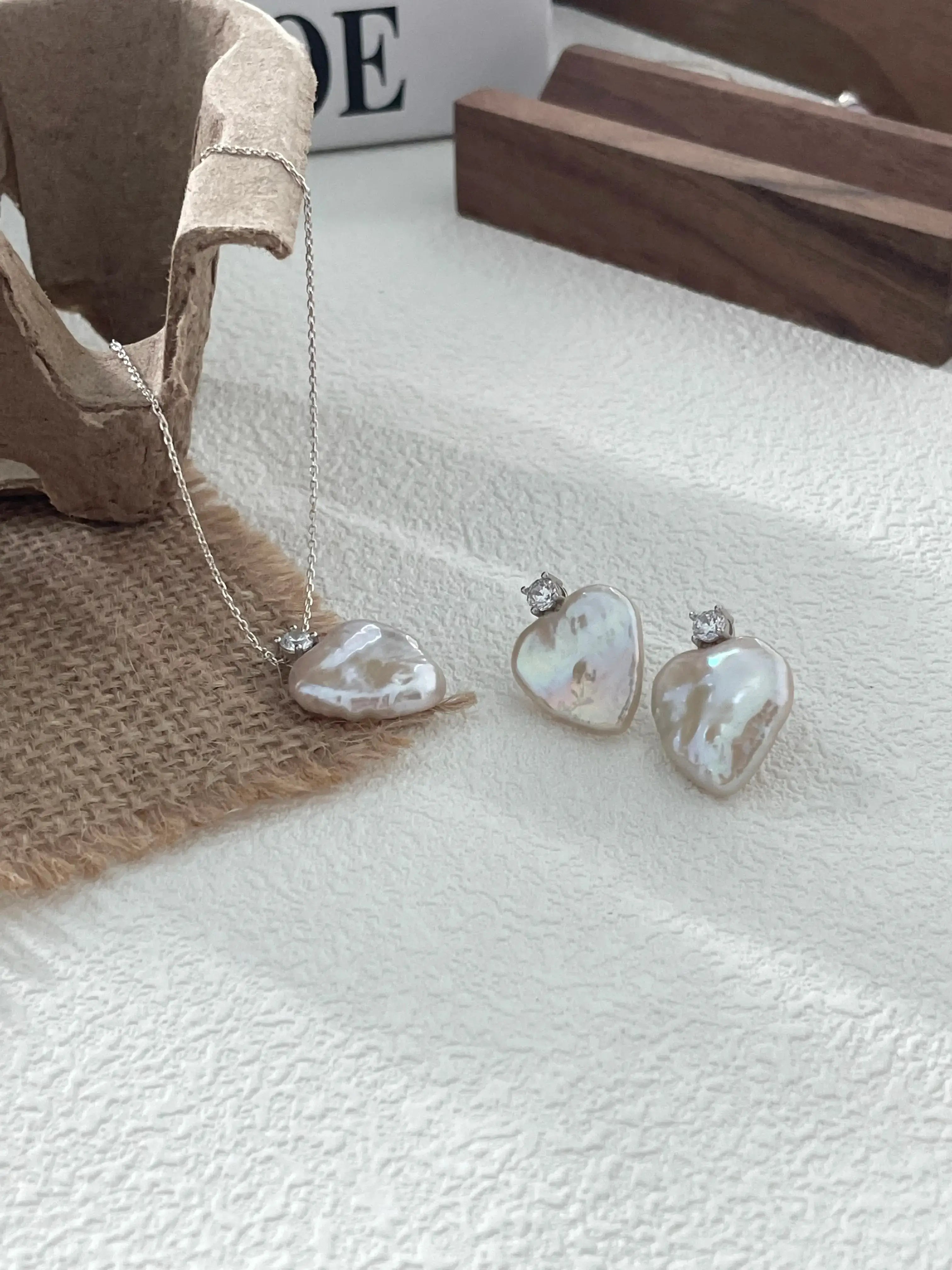 Heart-Shaped Baroque Freshwater Pearl Stud Earrings