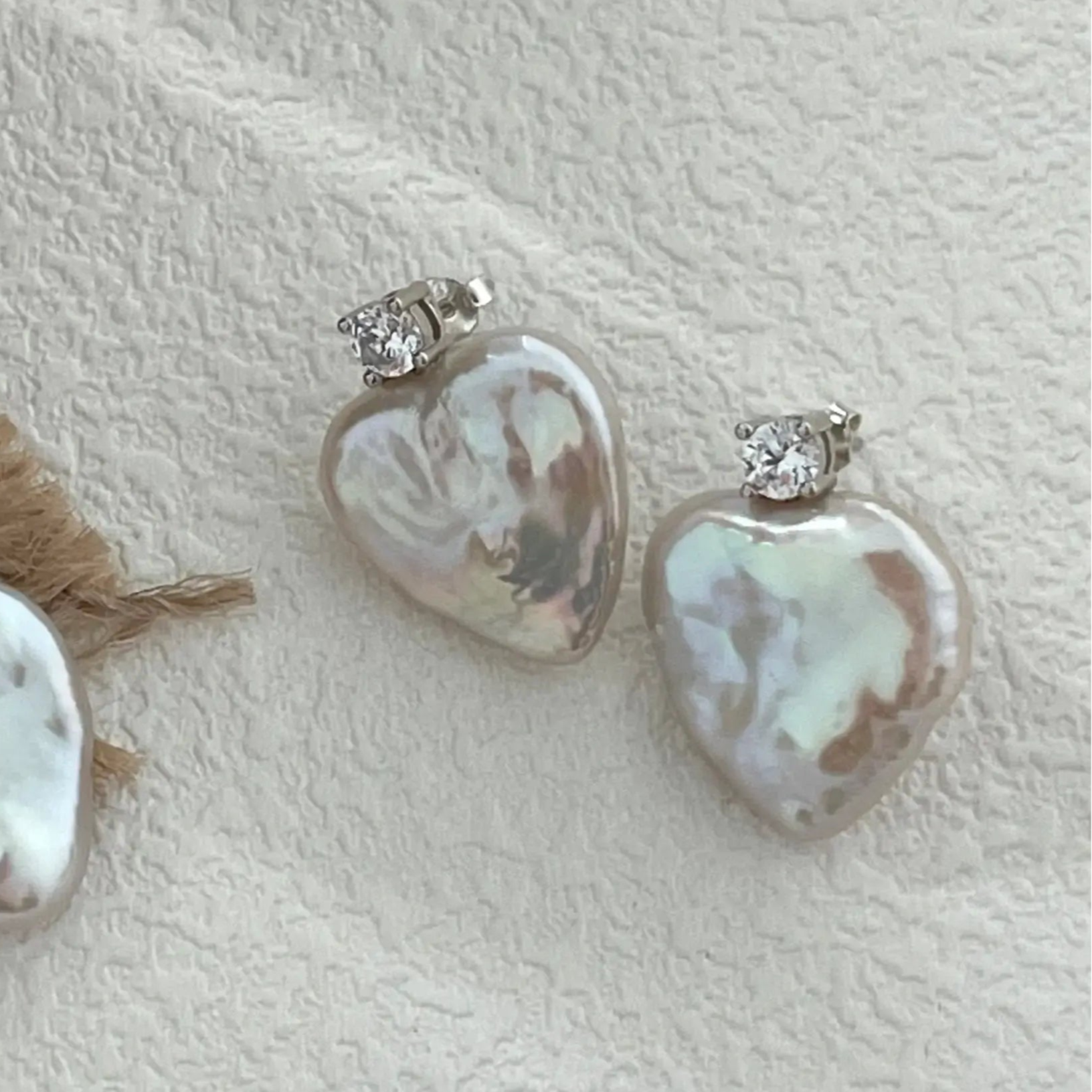 Heart-Shaped Baroque Freshwater Pearl Stud Earrings