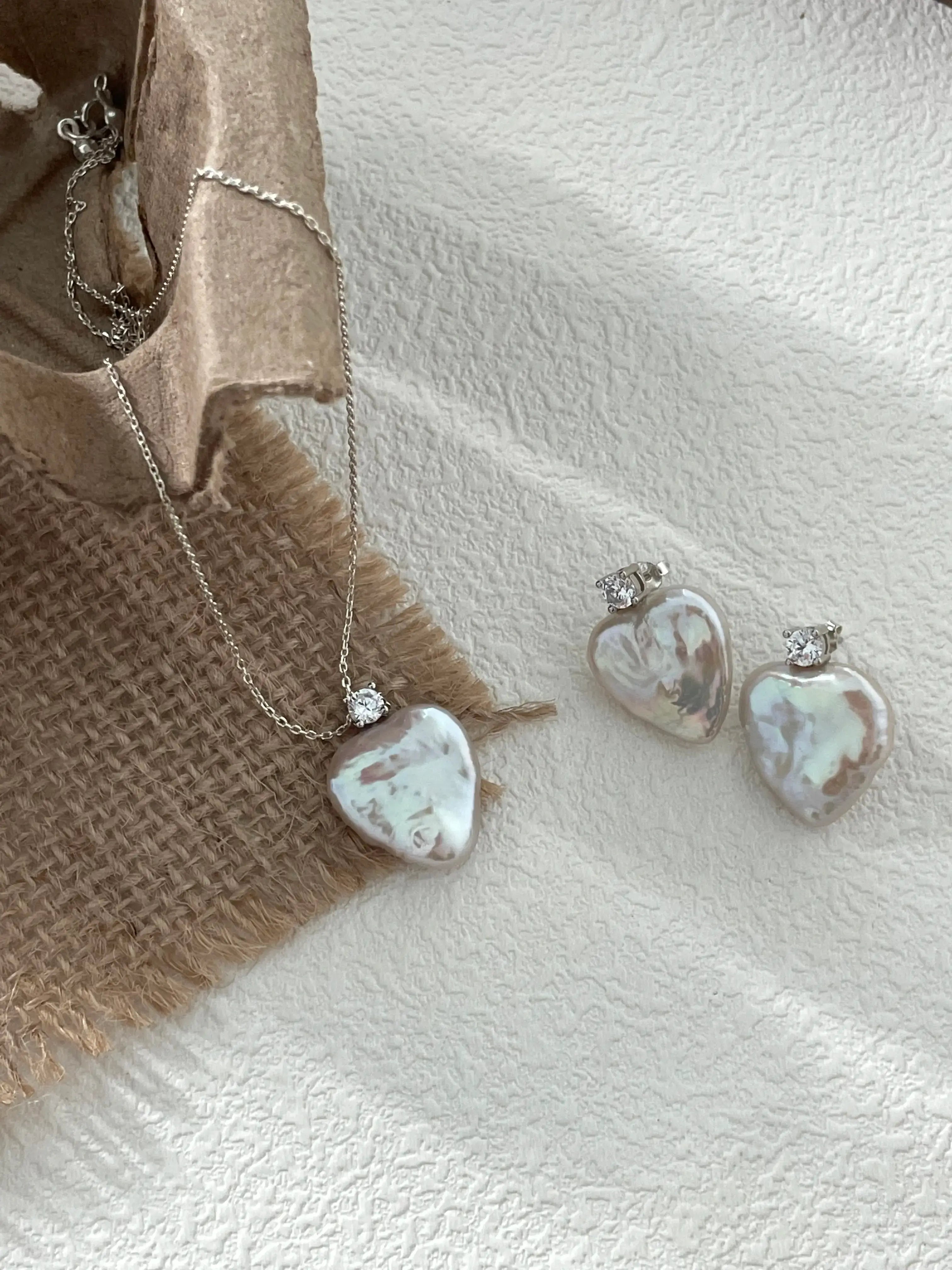 Heart-Shaped Baroque Freshwater Pearl Stud Earrings