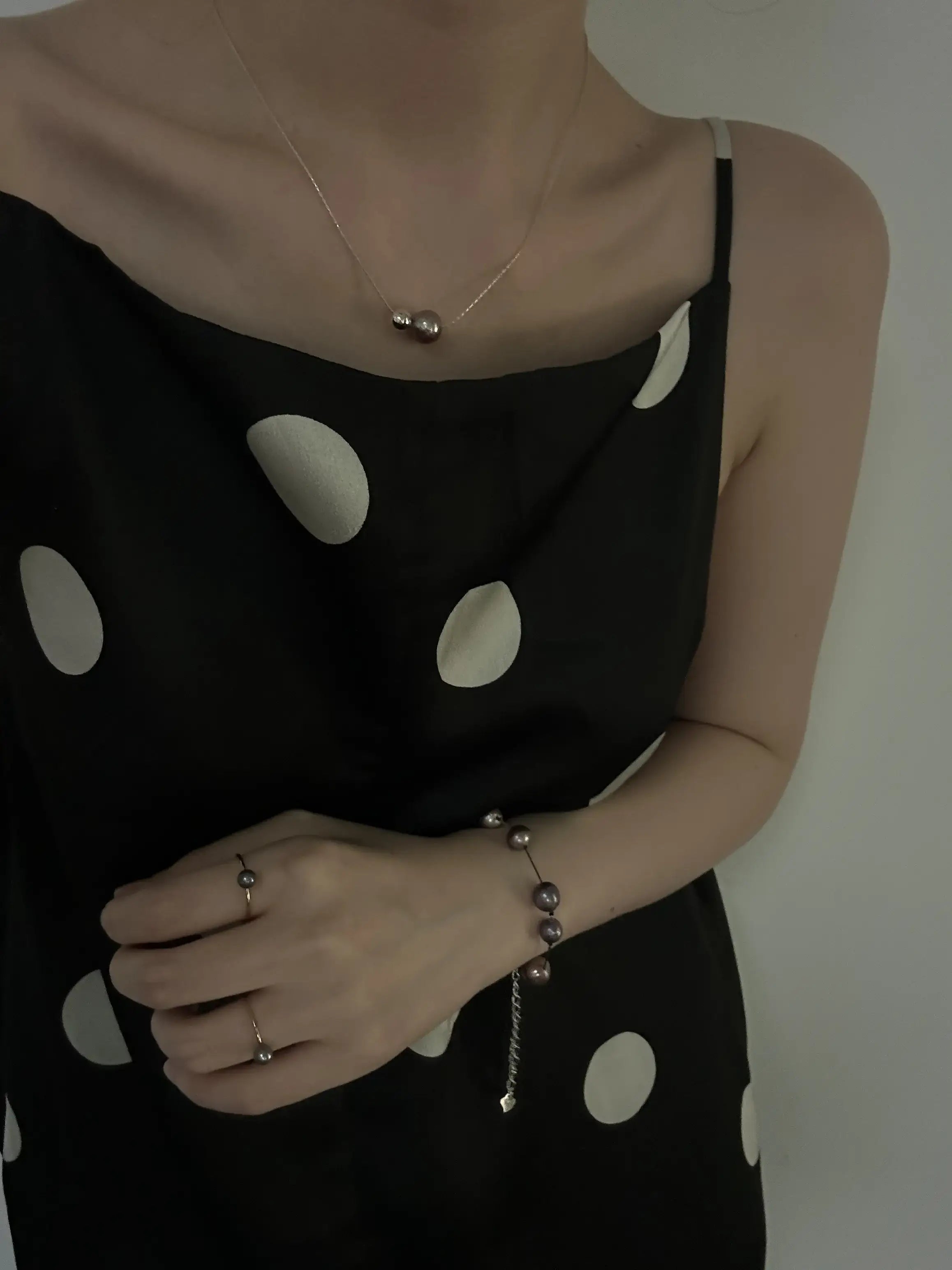 Silver Bead and Grape-Colored Edison Pearl Pendant Necklace