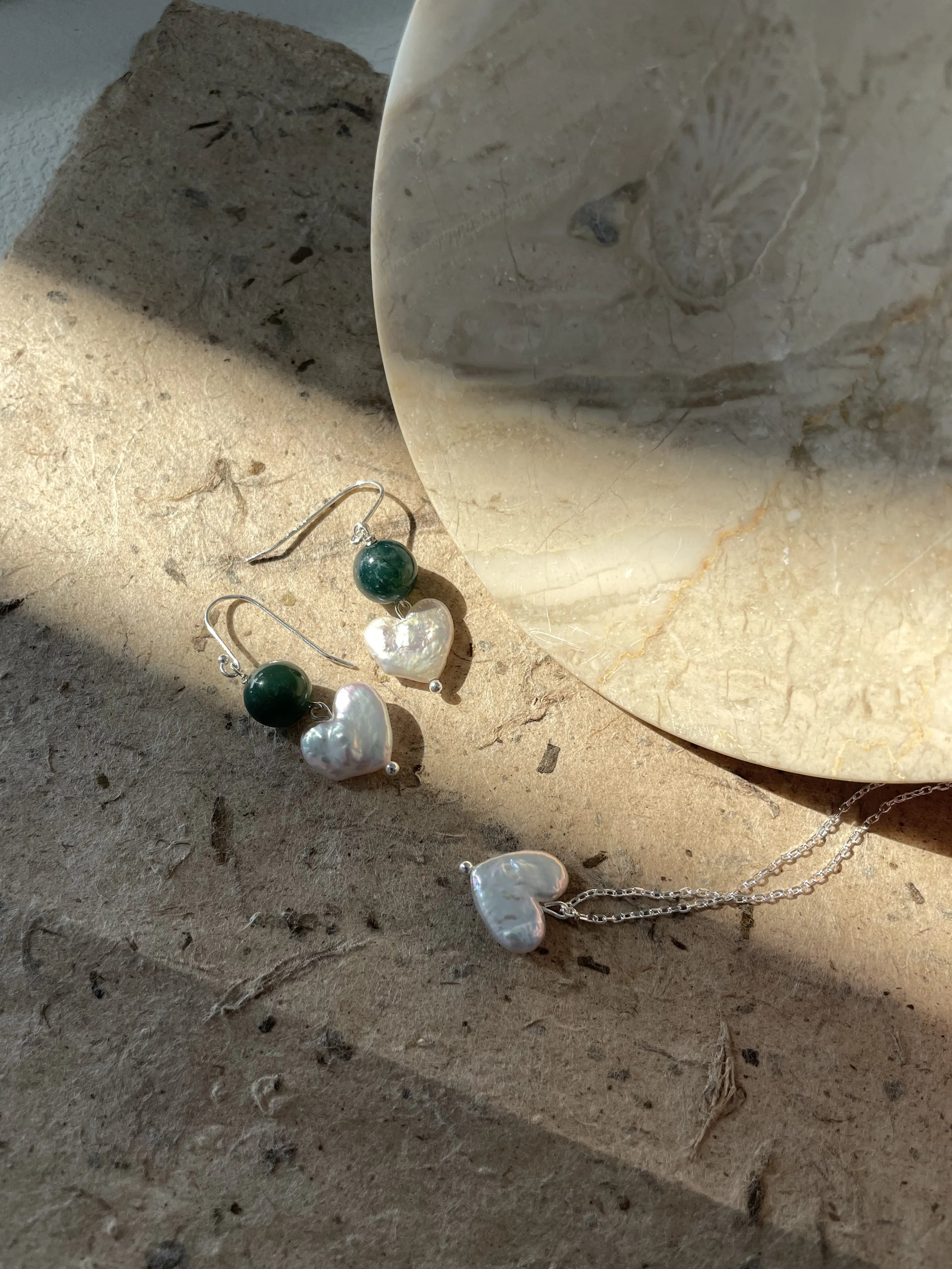 Ocean’s Heart Earrings – Lapis & Heart Pearl Drops