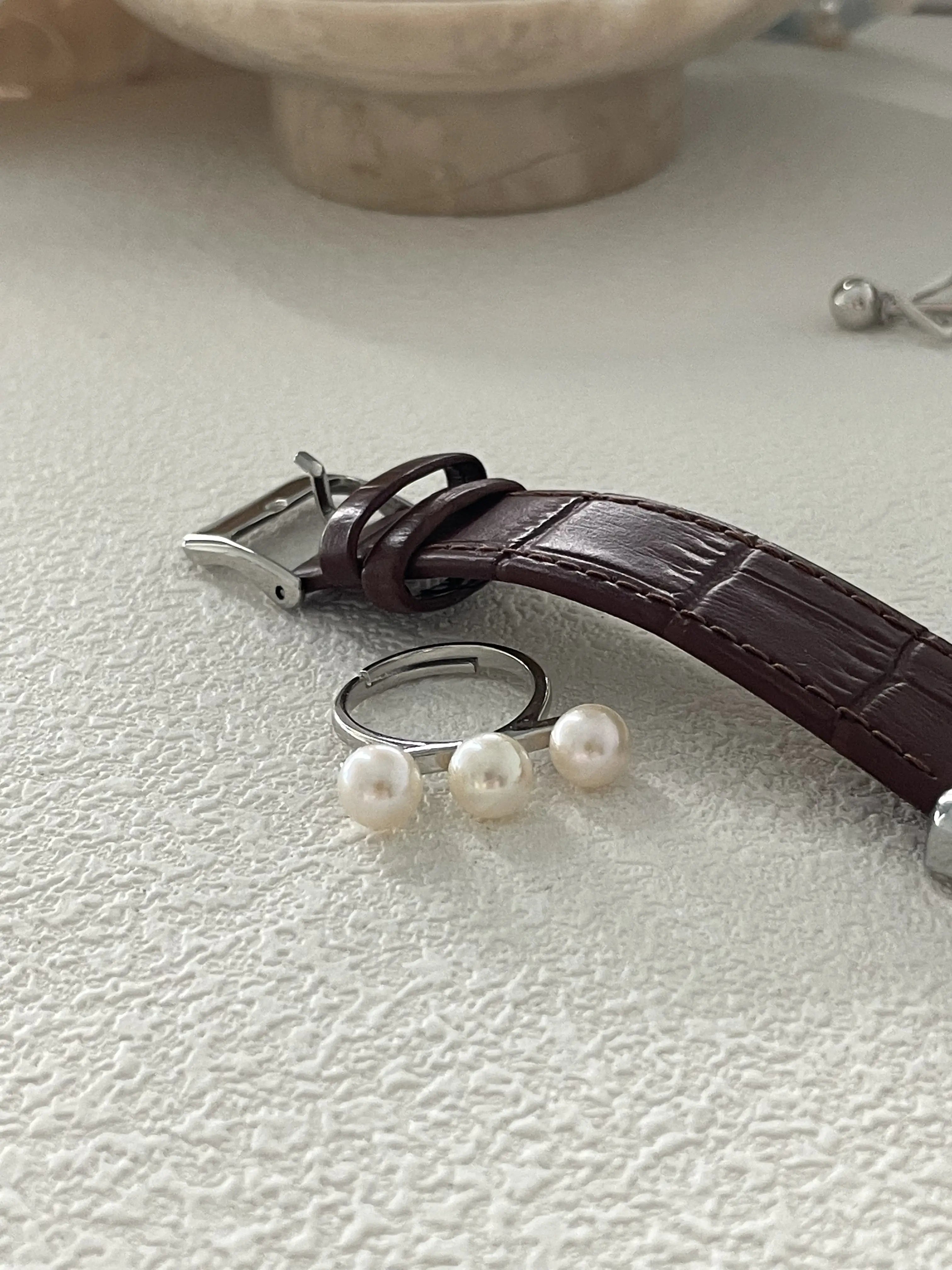 Sterling Silver Balancing Beam Freshwater Pearl Ring