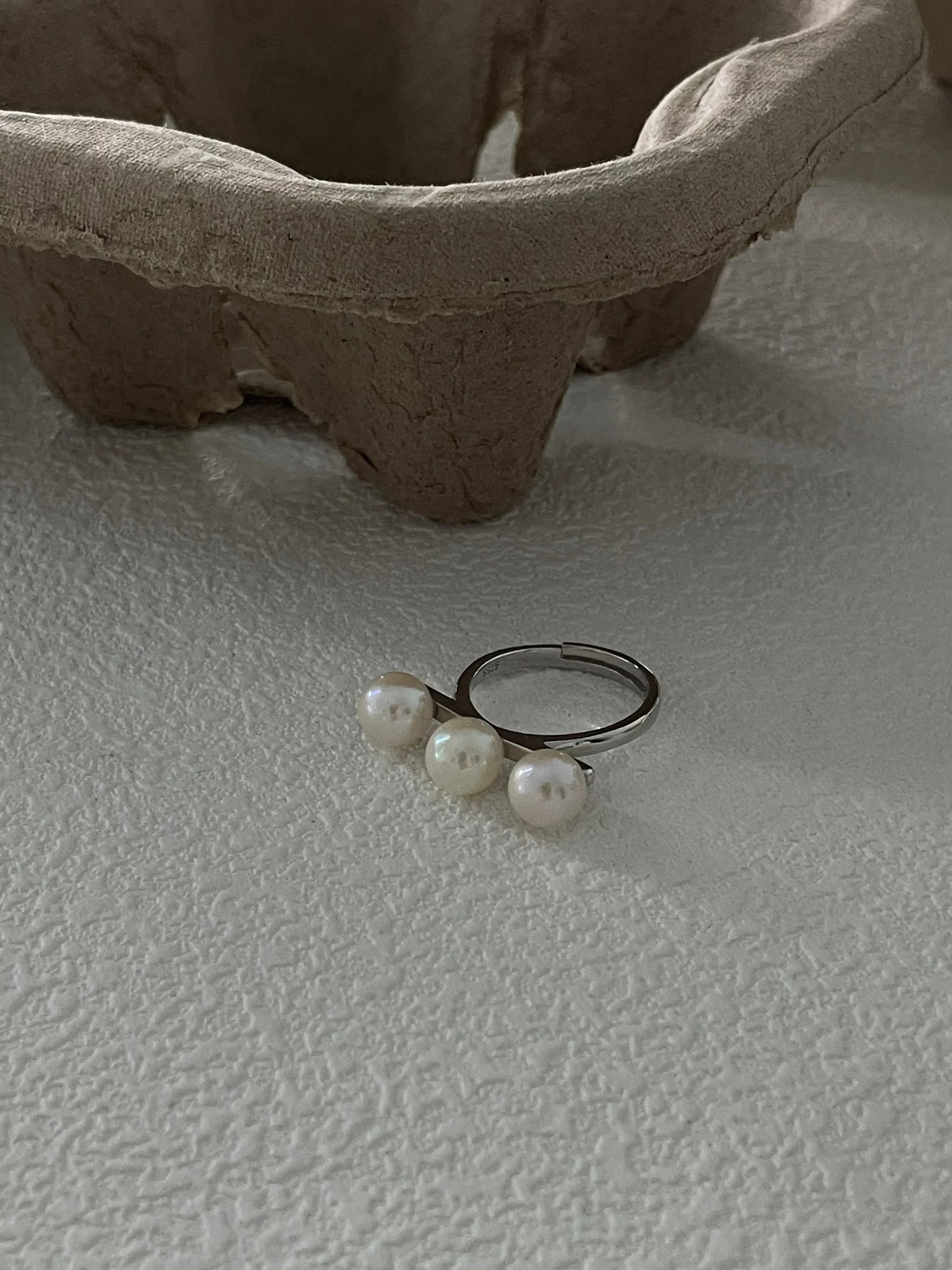Sterling Silver Balancing Beam Freshwater Pearl Ring