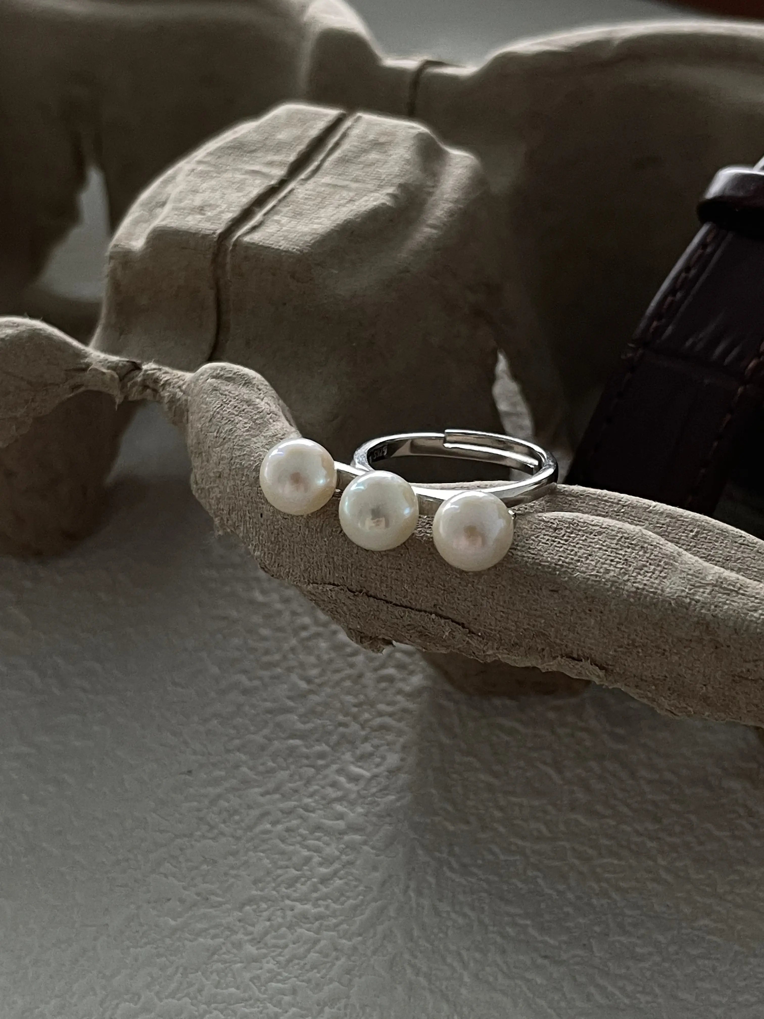 Sterling Silver Balancing Beam Freshwater Pearl Ring