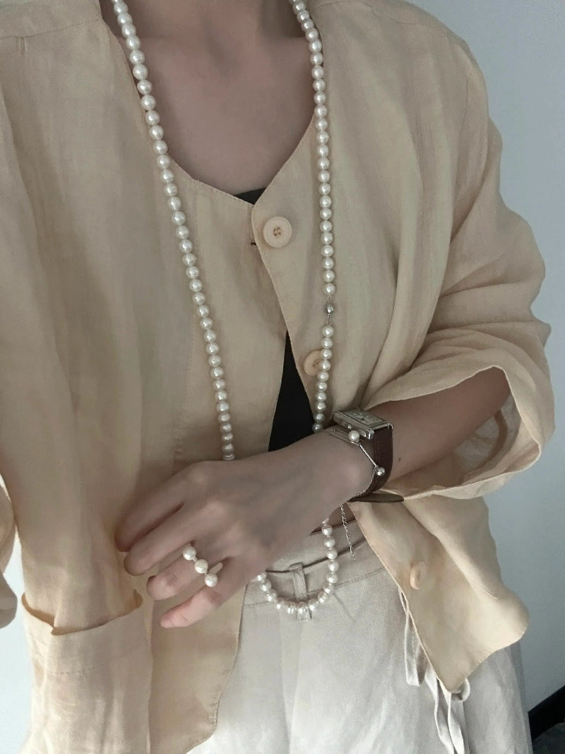 Wrap-Around Circled Pearl Necklace