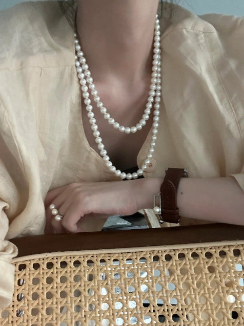 Wrap-Around Circled Pearl Necklace