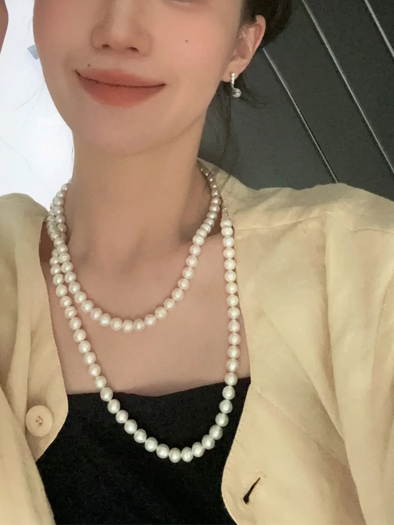 Wrap-Around Circled Pearl Necklace