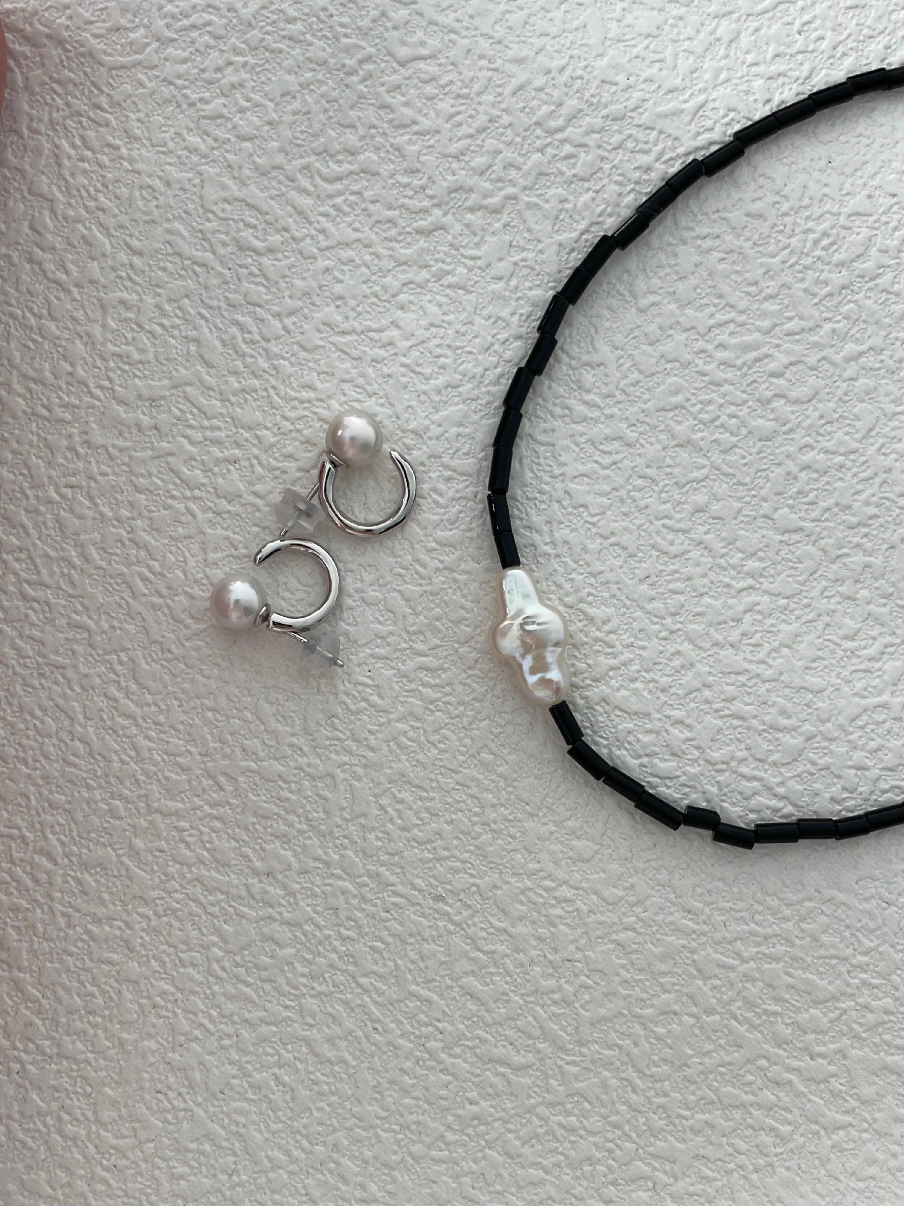 18K/ Silver Gold Hoop Pearl Stud Earrings