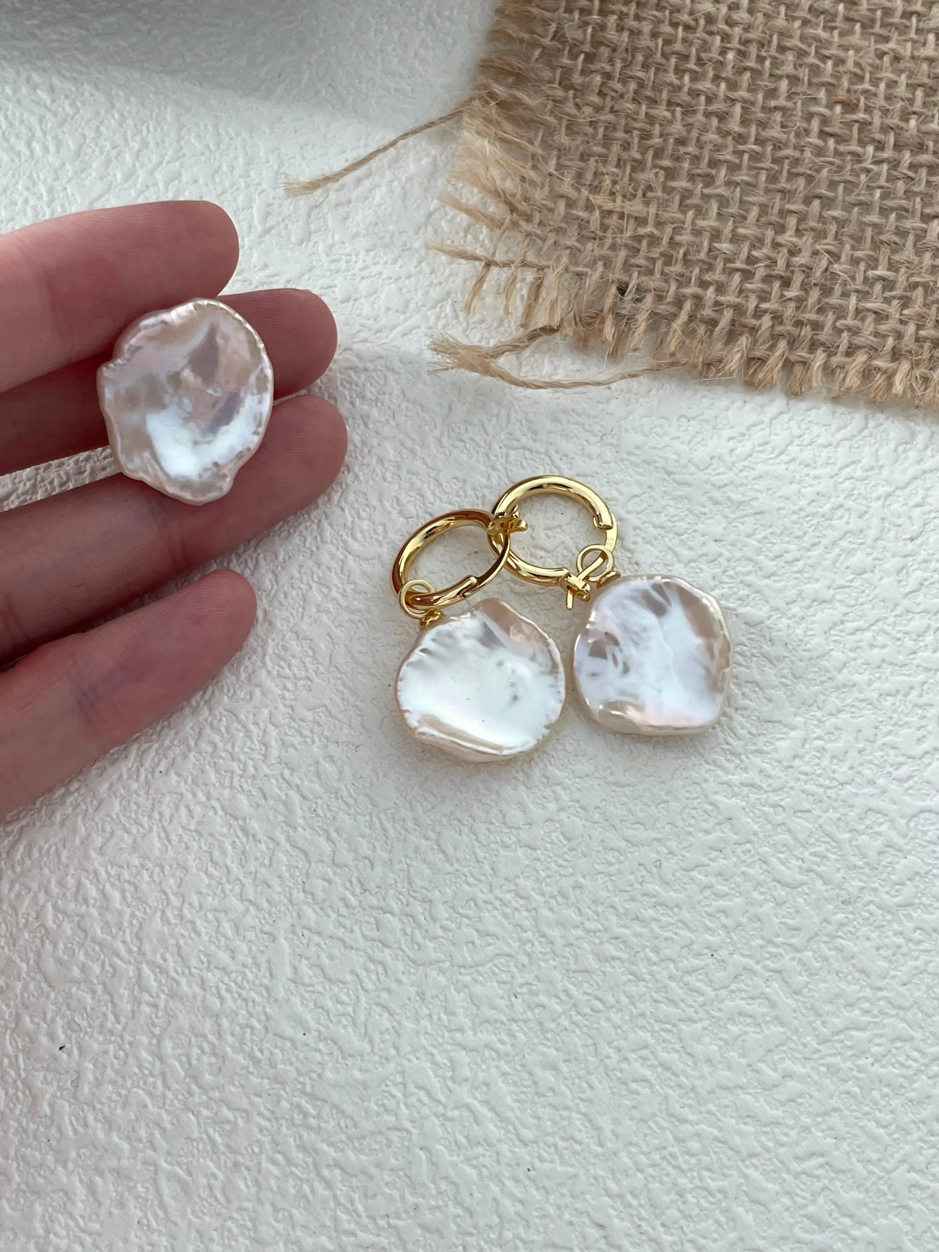 Flora’s Grace Earrings – 18K Gold Petal Baroque Pearls