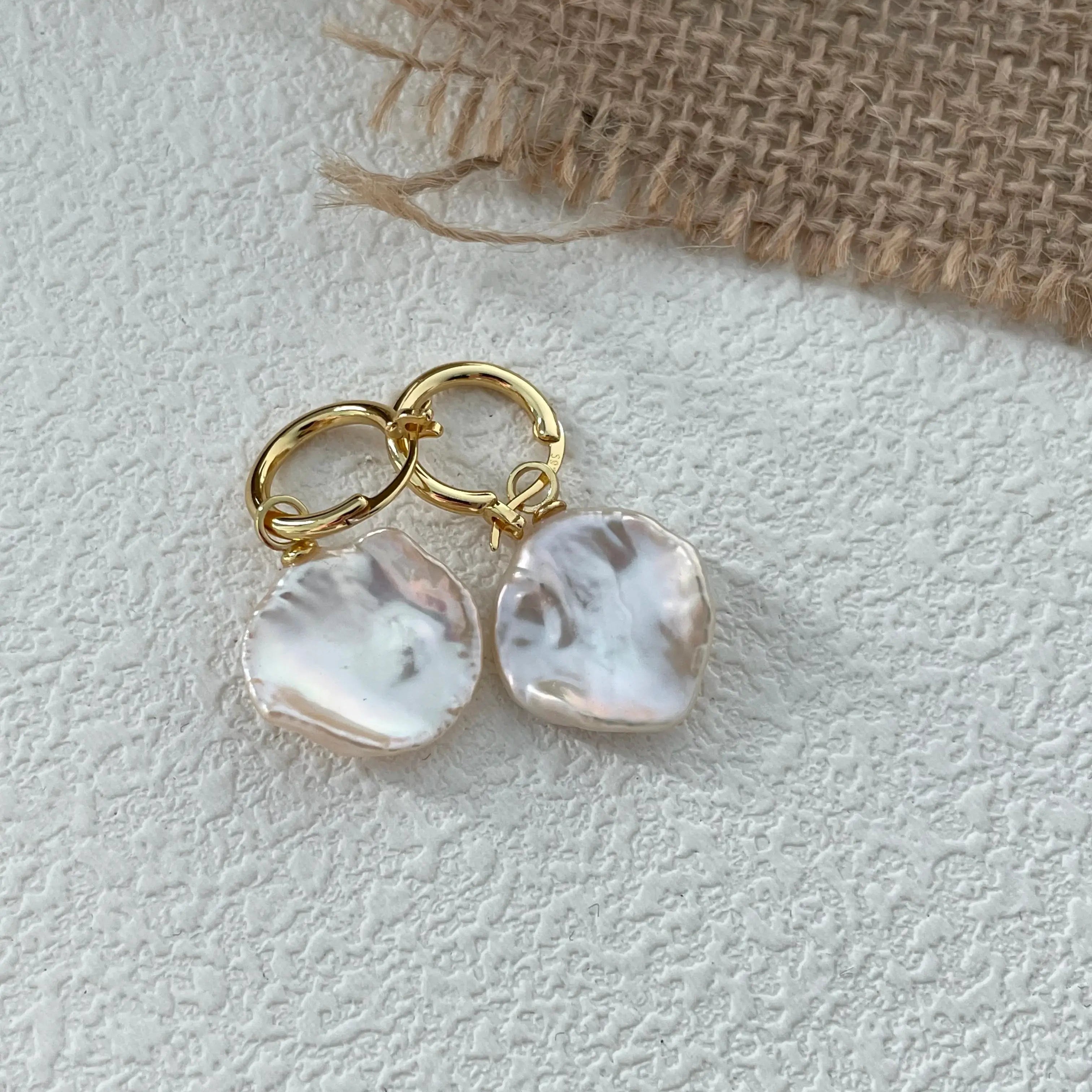 Flora’s Grace Earrings – 18K Gold Petal Baroque Pearls