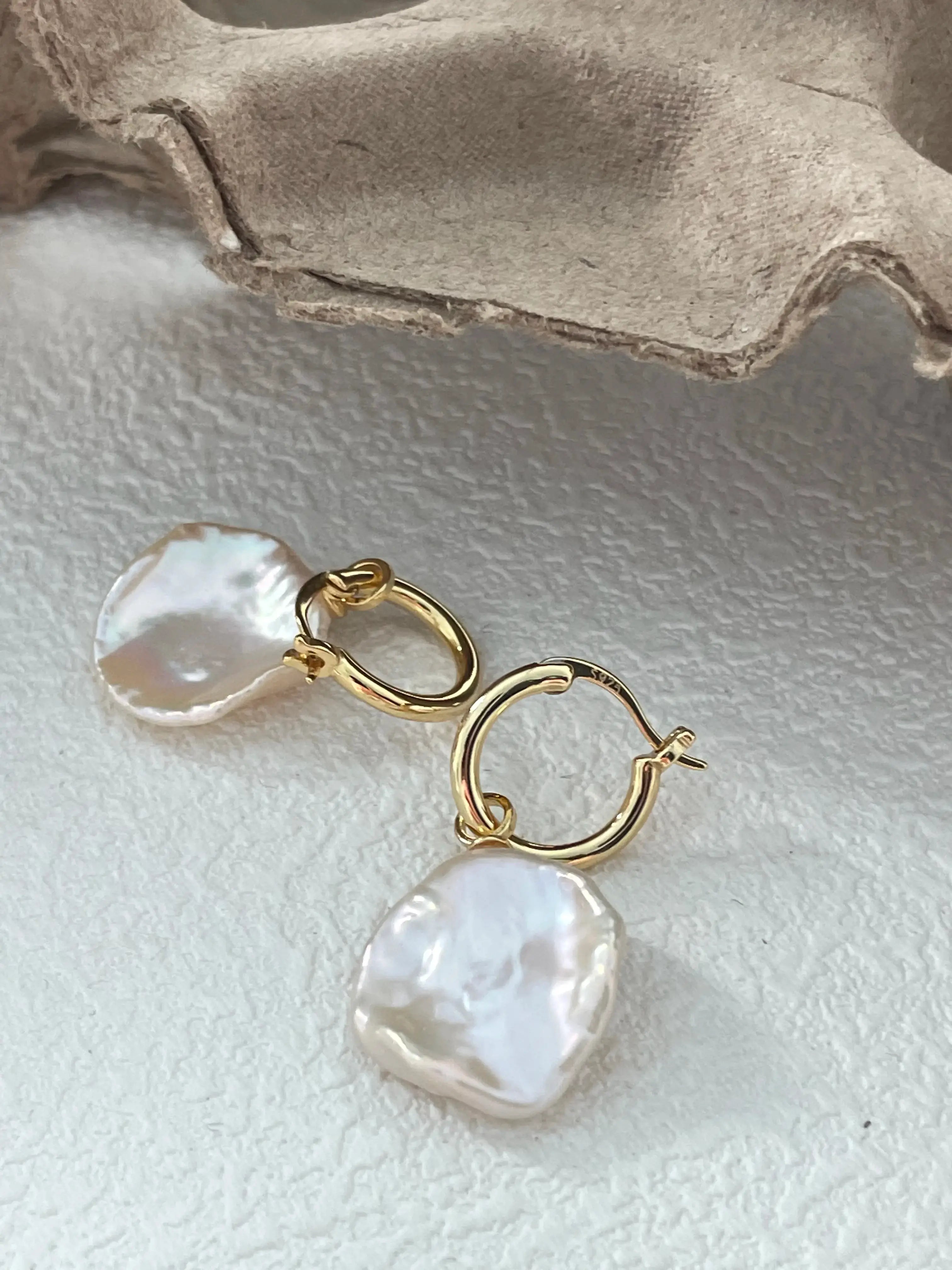 Flora’s Grace Earrings – 18K Gold Petal Baroque Pearls