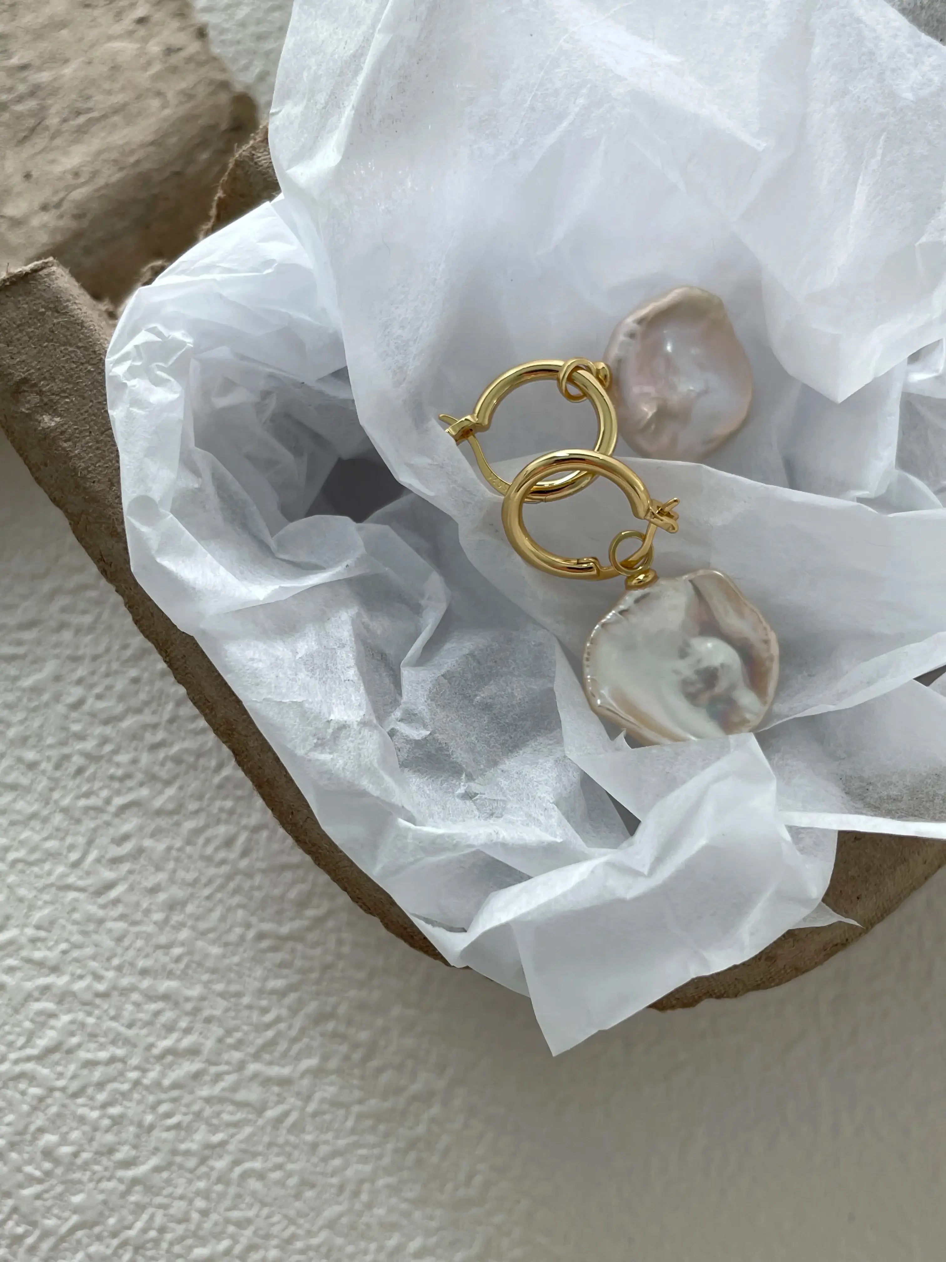 Flora’s Grace Earrings – 18K Gold Petal Baroque Pearls