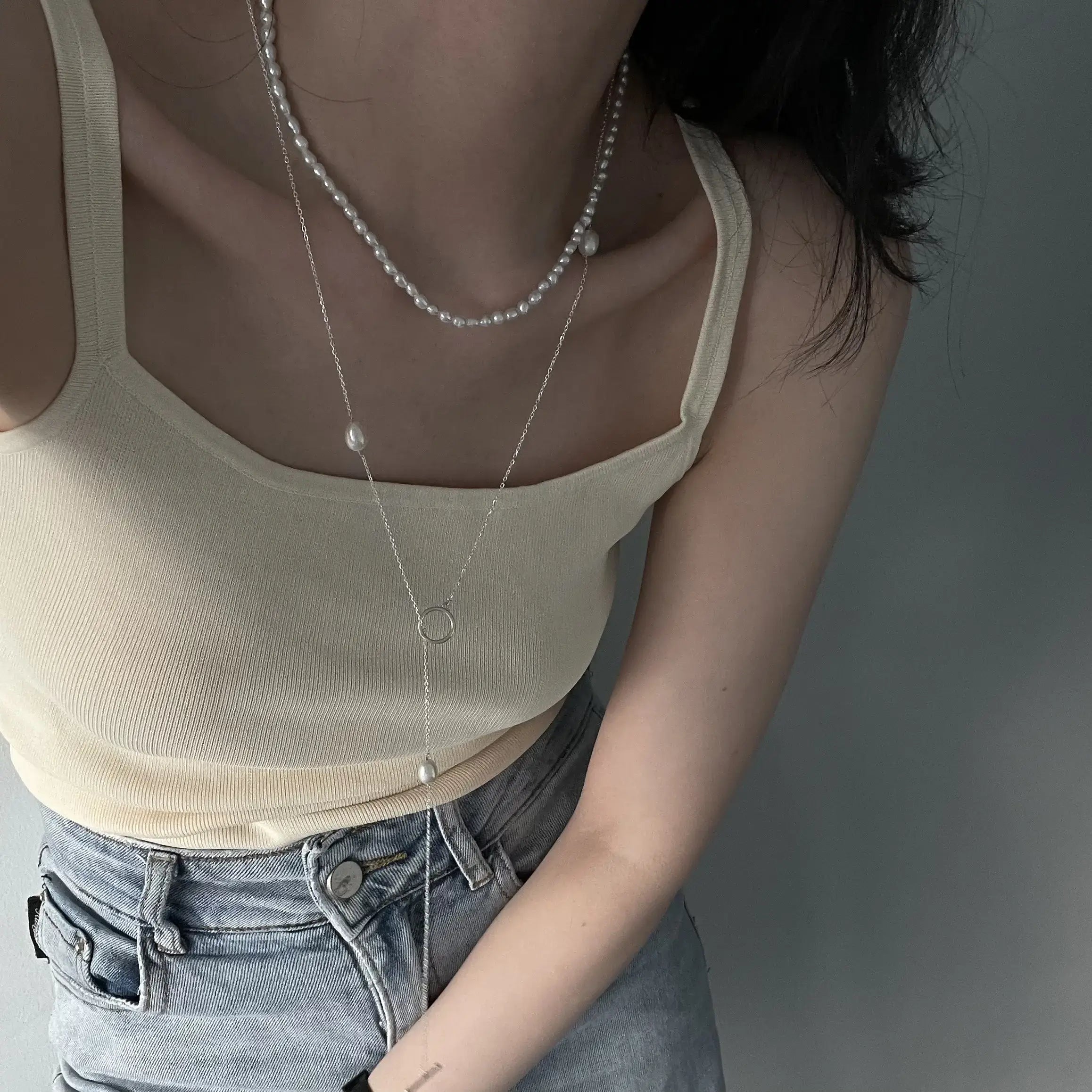 Wrap-Around Long Chain Freshwater Pearl Necklace