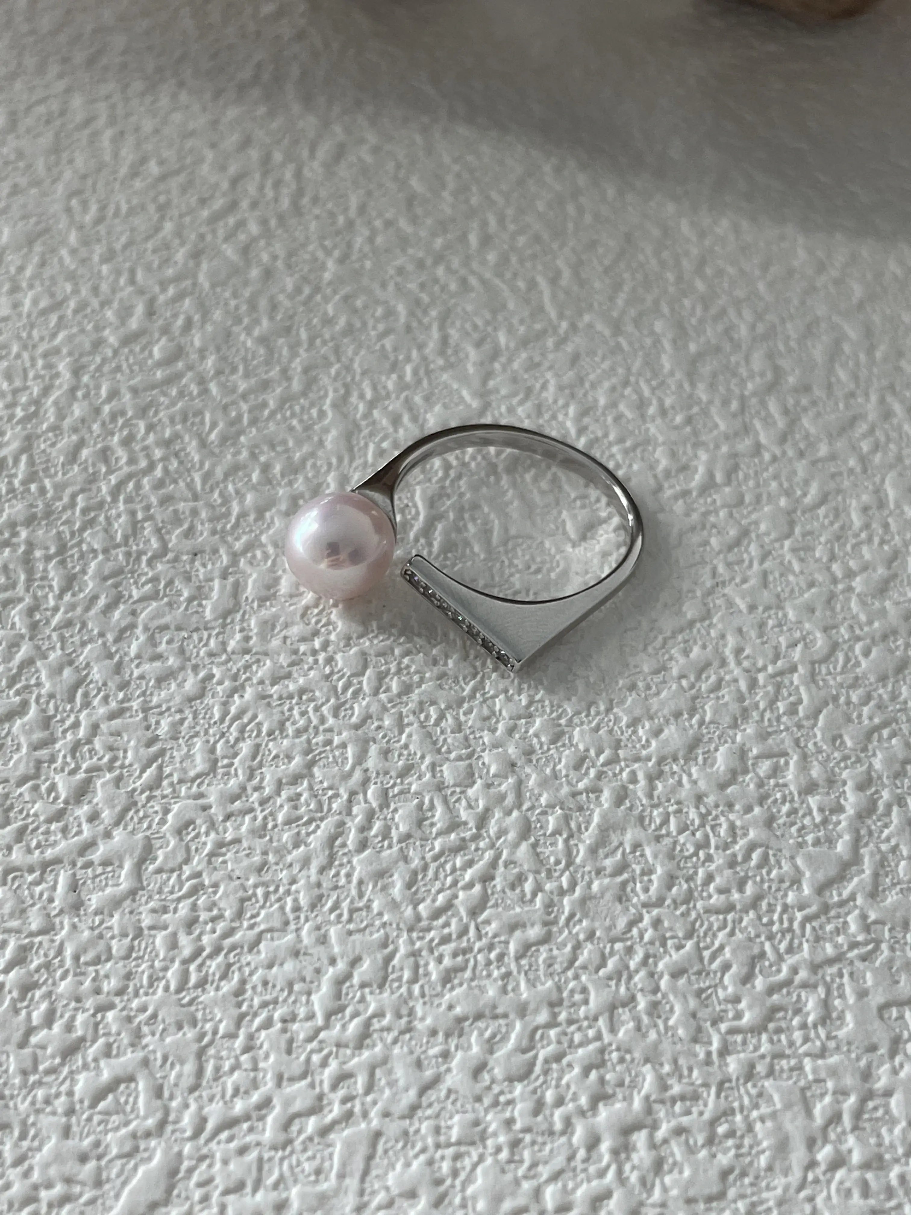 Geometric Square Sterling Silver Freshwater Pearl Ring