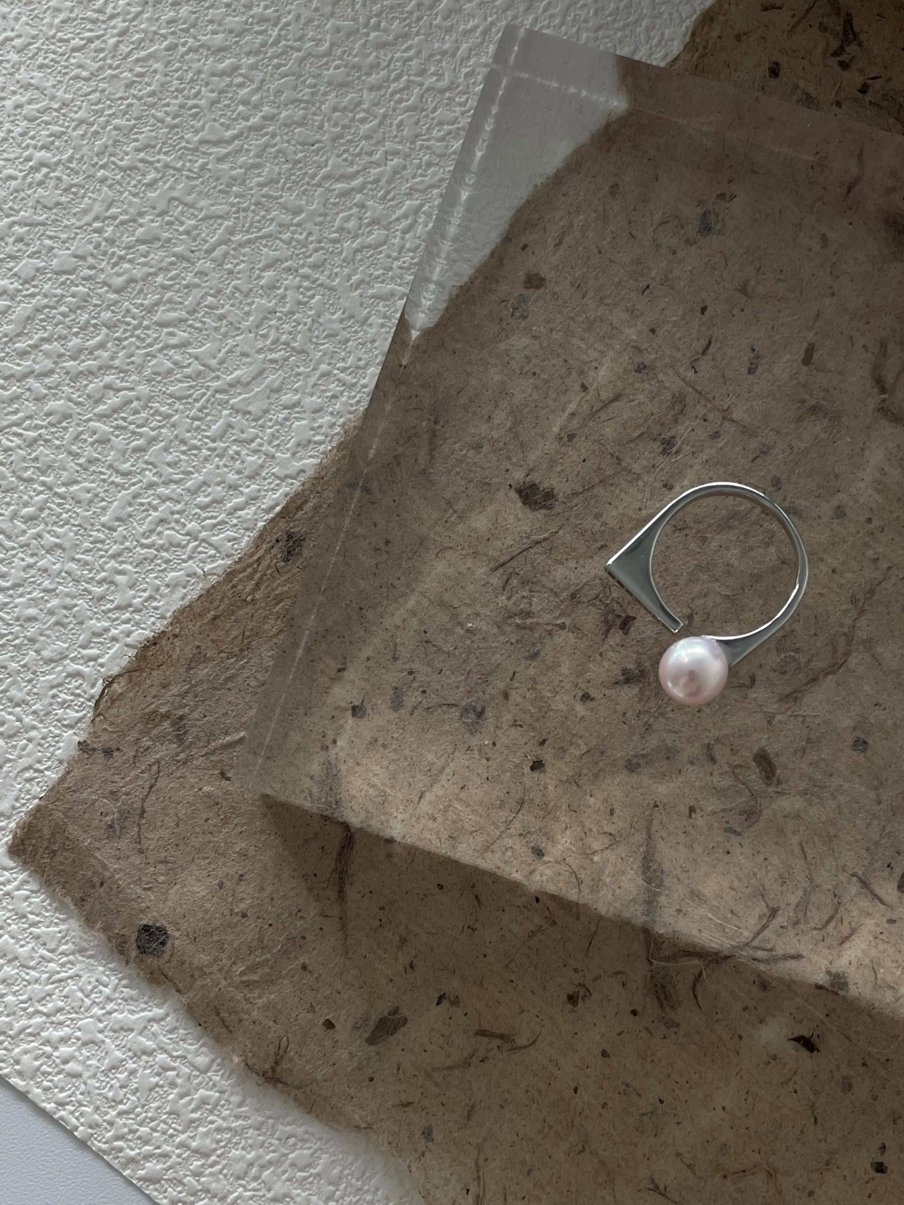 Geometric Square Sterling Silver Freshwater Pearl Ring