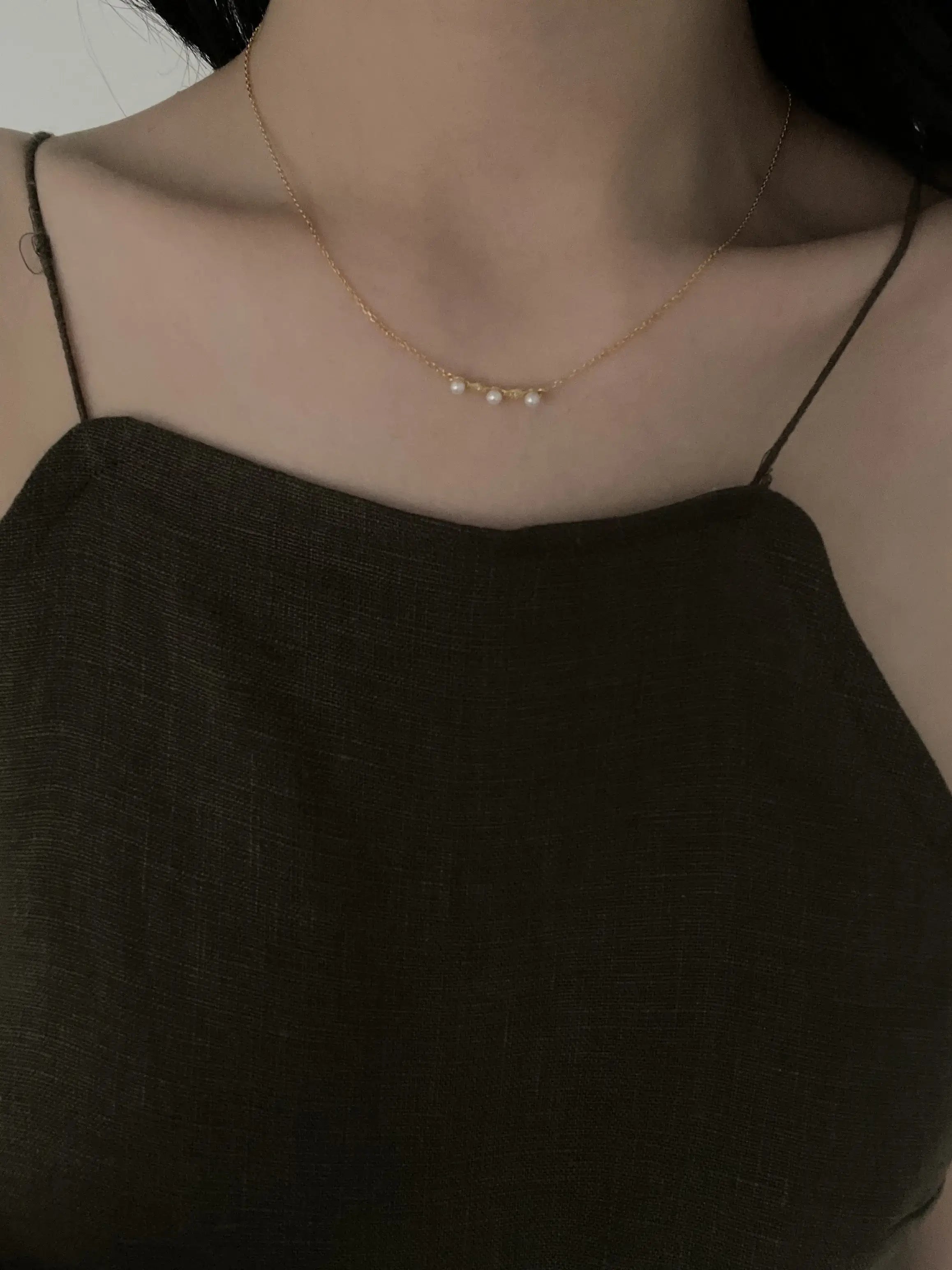 18K Gold Mini Pearl Necklace