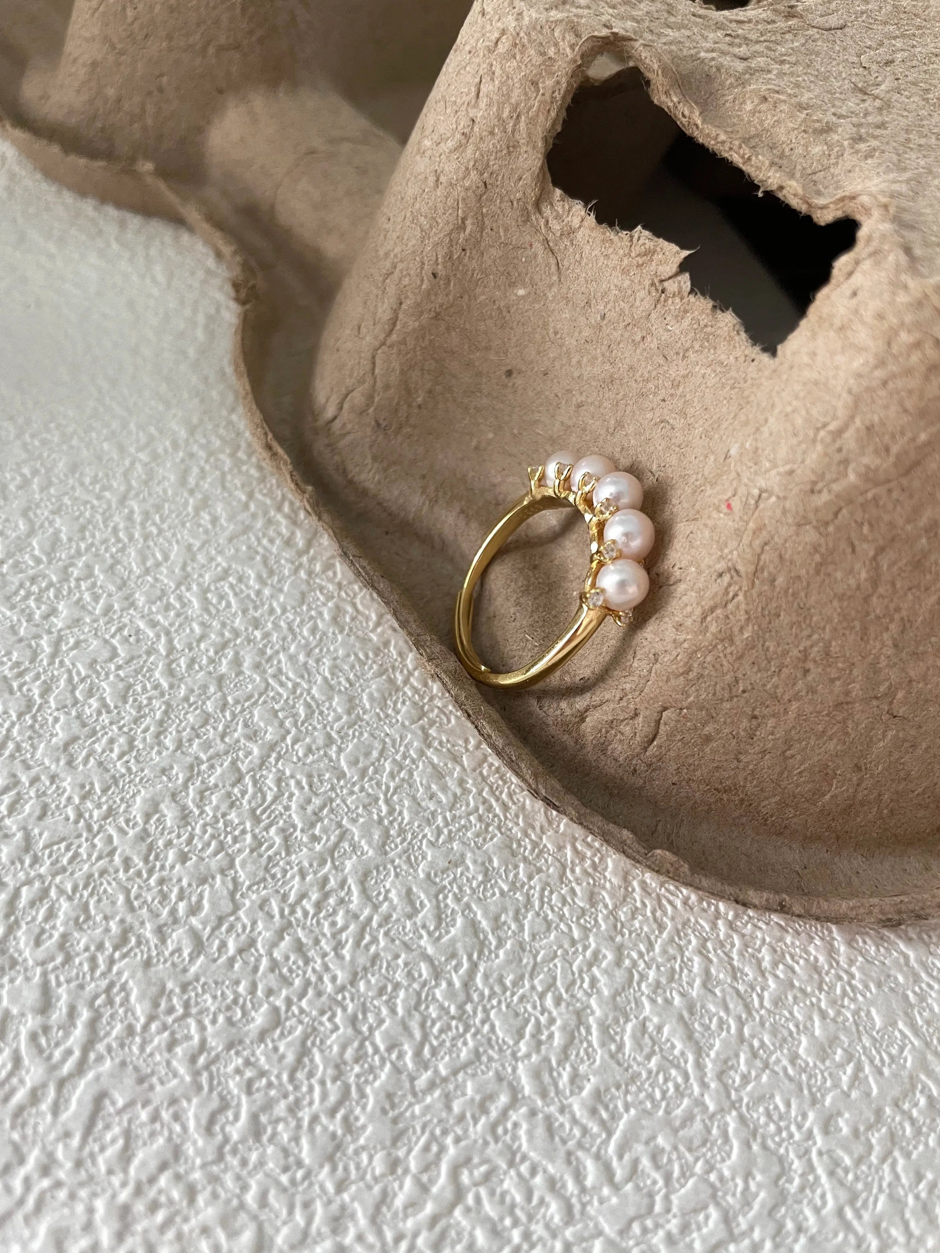 18K Gold Multi-Pearl Freshwater Ring
